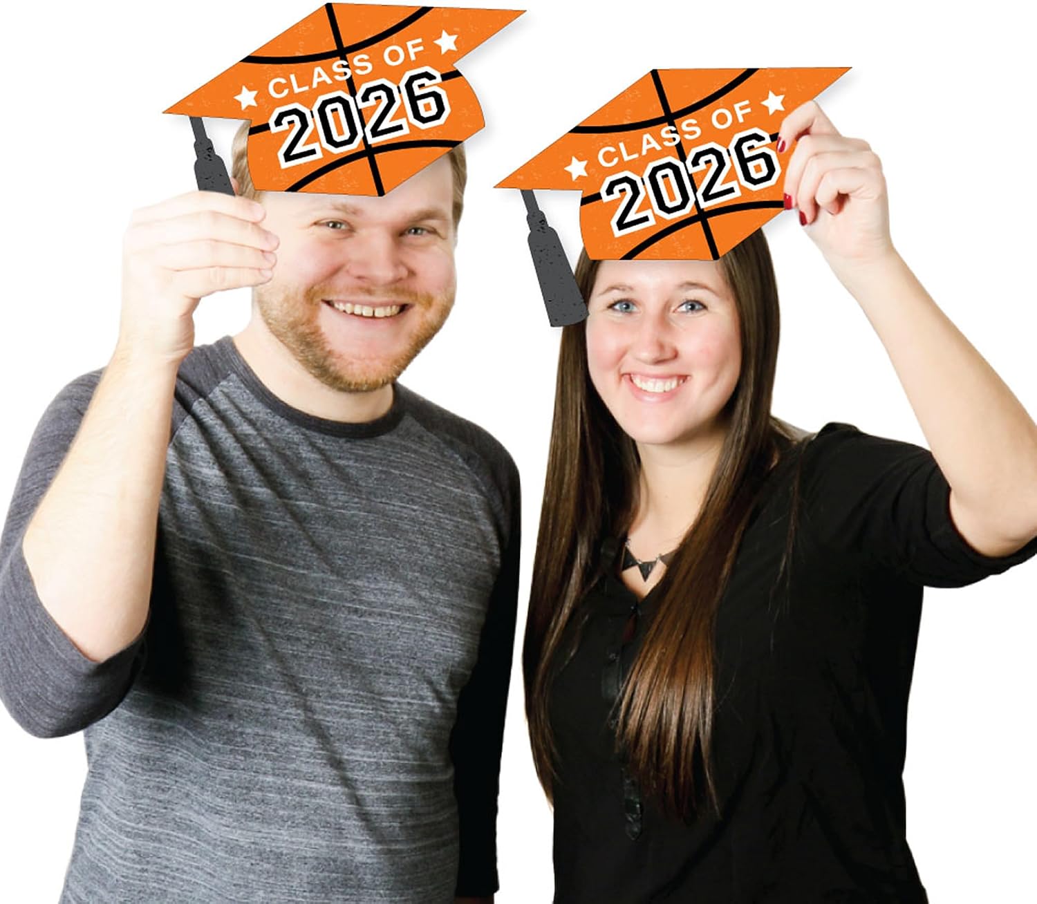 Big Dot of Happiness Grad Basketball - Grad Cap Decorations DIY 2026 Graduation Large Party Essentials - Set of 20