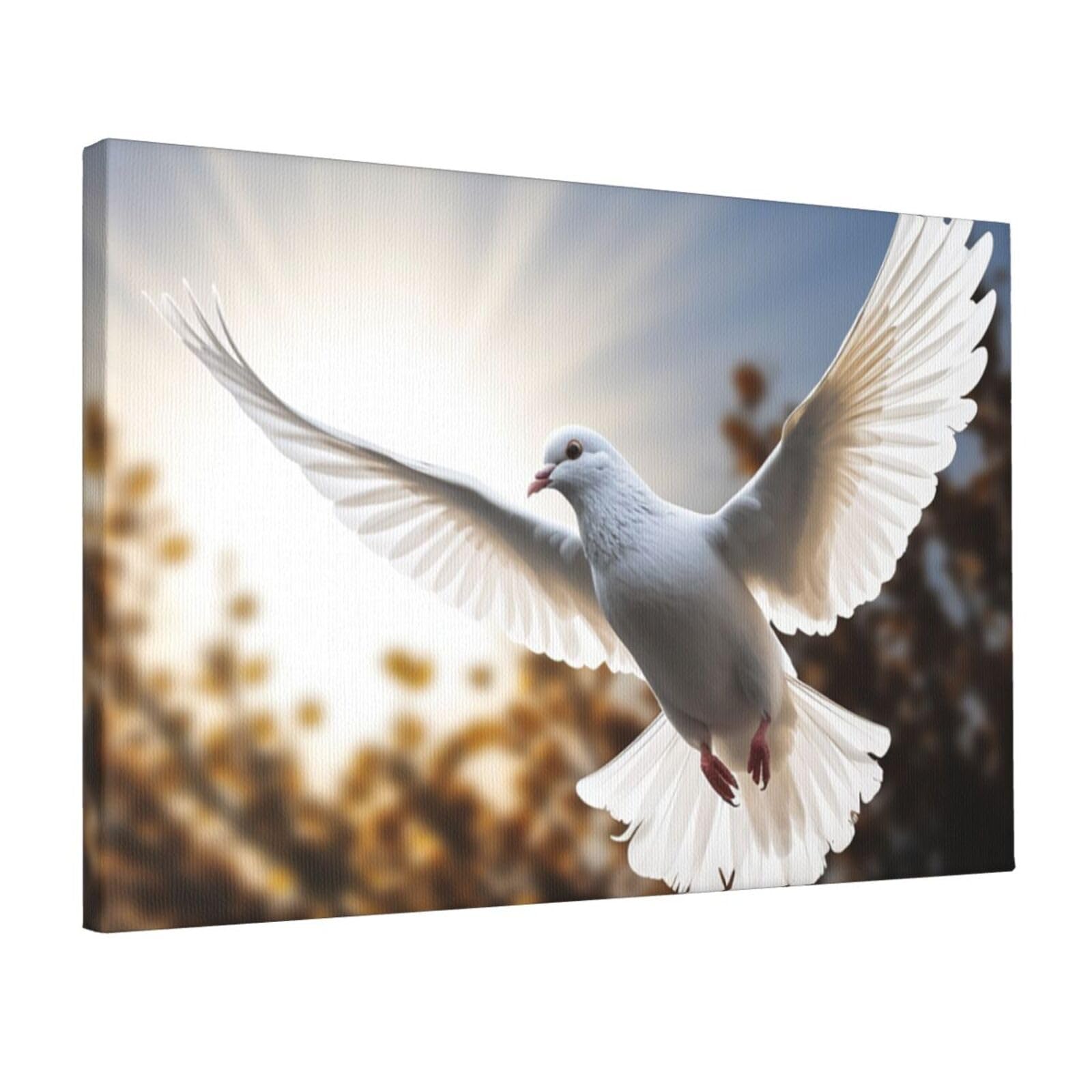 Canvas Wall Art for Living Room Wall Decor 12"x18" Modern Artwork Painting Pictures Hanging Canvas Prints White dove flying in the sun Aesthetic Wall Art for Bedroom Bathroom Office Wallart Decor