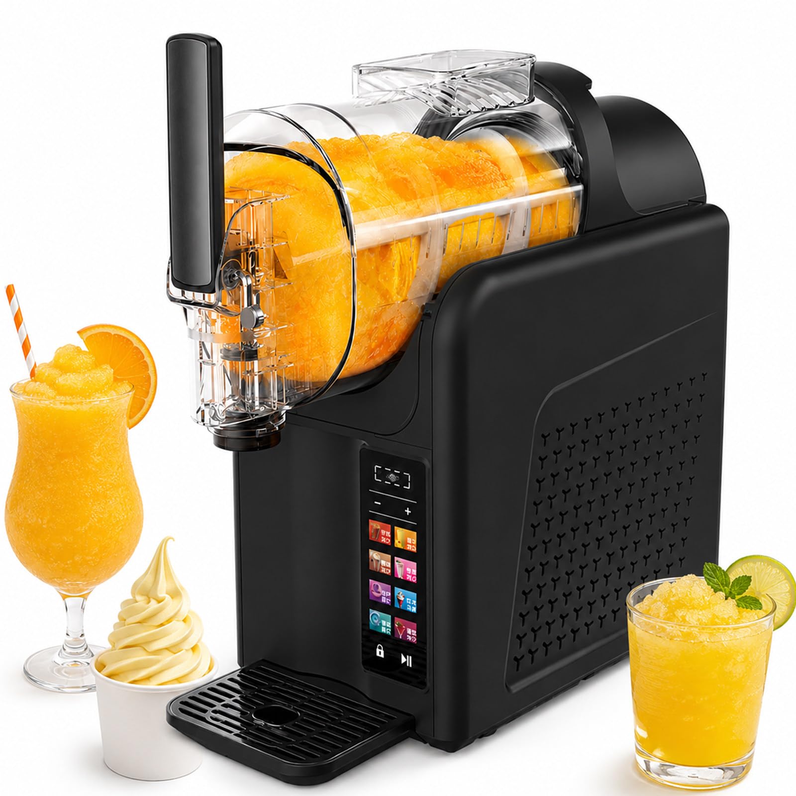 lilishangmao Slushie Maker Machine – 7 Preset Modes + One-Button Self-Cleaning, 185W – for Parties, Cafes, Home, No Ice Required, Make Milkshakes, Slushies, Soft Serve, Sorbets, 2L Black