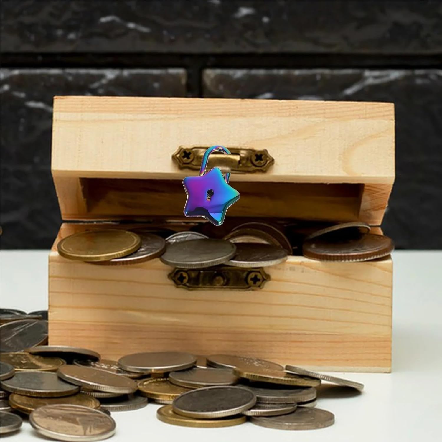 Five Pointed Star Shape Padlock Sturdy Material AntiRust Small Lock for Box Handbag Diary Books Metal Hardware Decorative 1Pcs(As Shown)