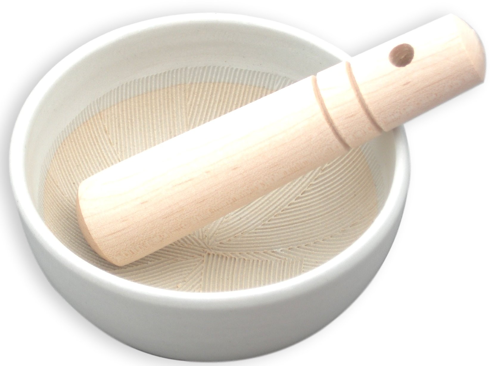 Ceramic Mortar and Pestle set Use for kitchen and table 4 x 4 x 2 inch size / made in Japan (white)