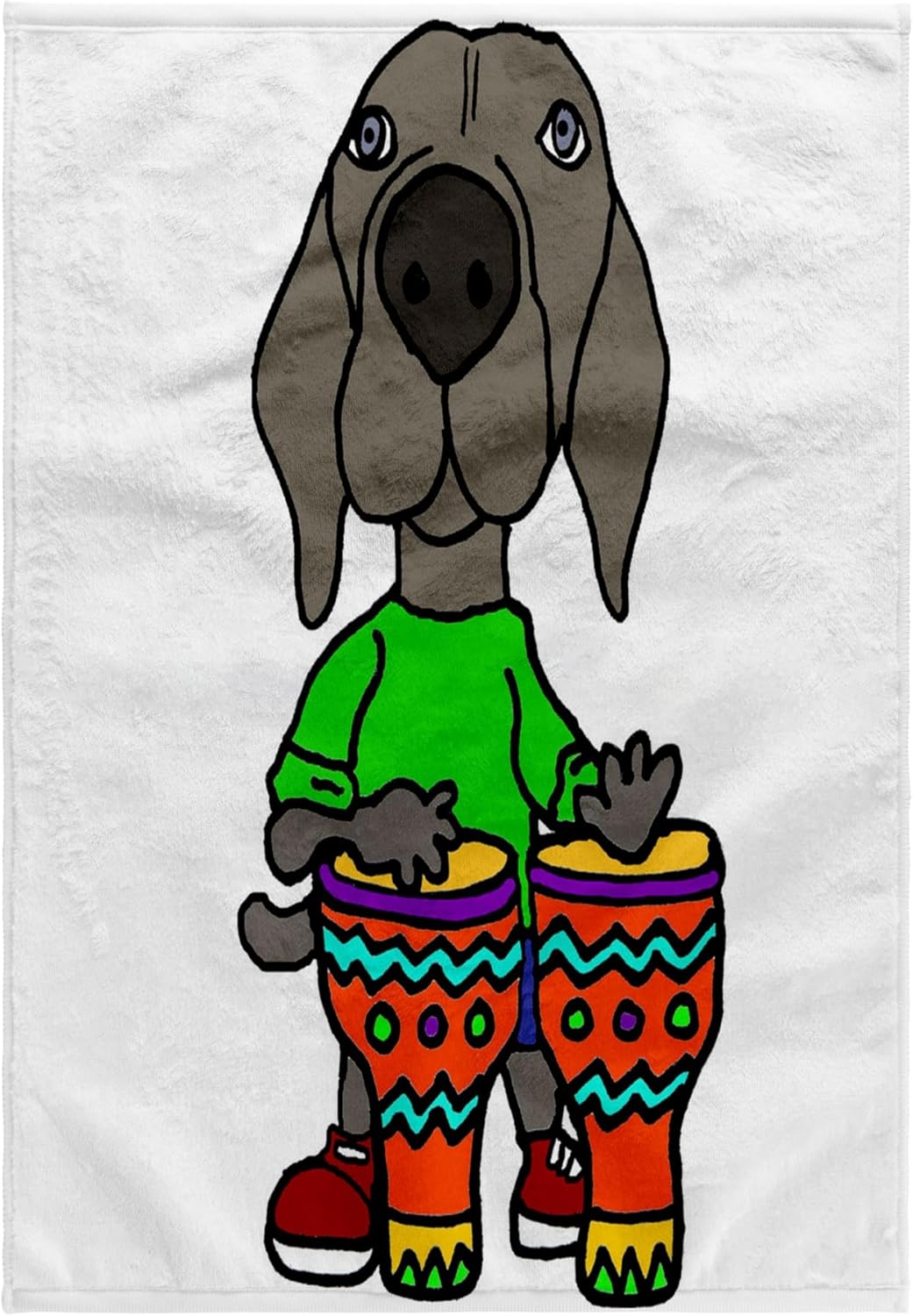 3dRose Cool Funny Weimaraner Dog Playing Bongo Drums Music 22x30 Bath Hand Pool Towel