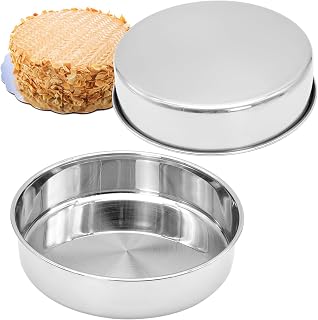 TULEBOLIAN 2pcs 7.87 Inch Cake Tin,Deep Cake Pan Stainless Steel,H 5cm/1.96inch,Dishwasher Safe,Cake Baking Pan Bakeware Set,for Birthday,Wedding,Christmas Cakes