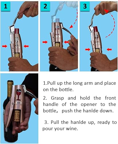 Miniatura 10 de Abrebotellas de vino con palanca vertical de alta calidad (BRONCE)
