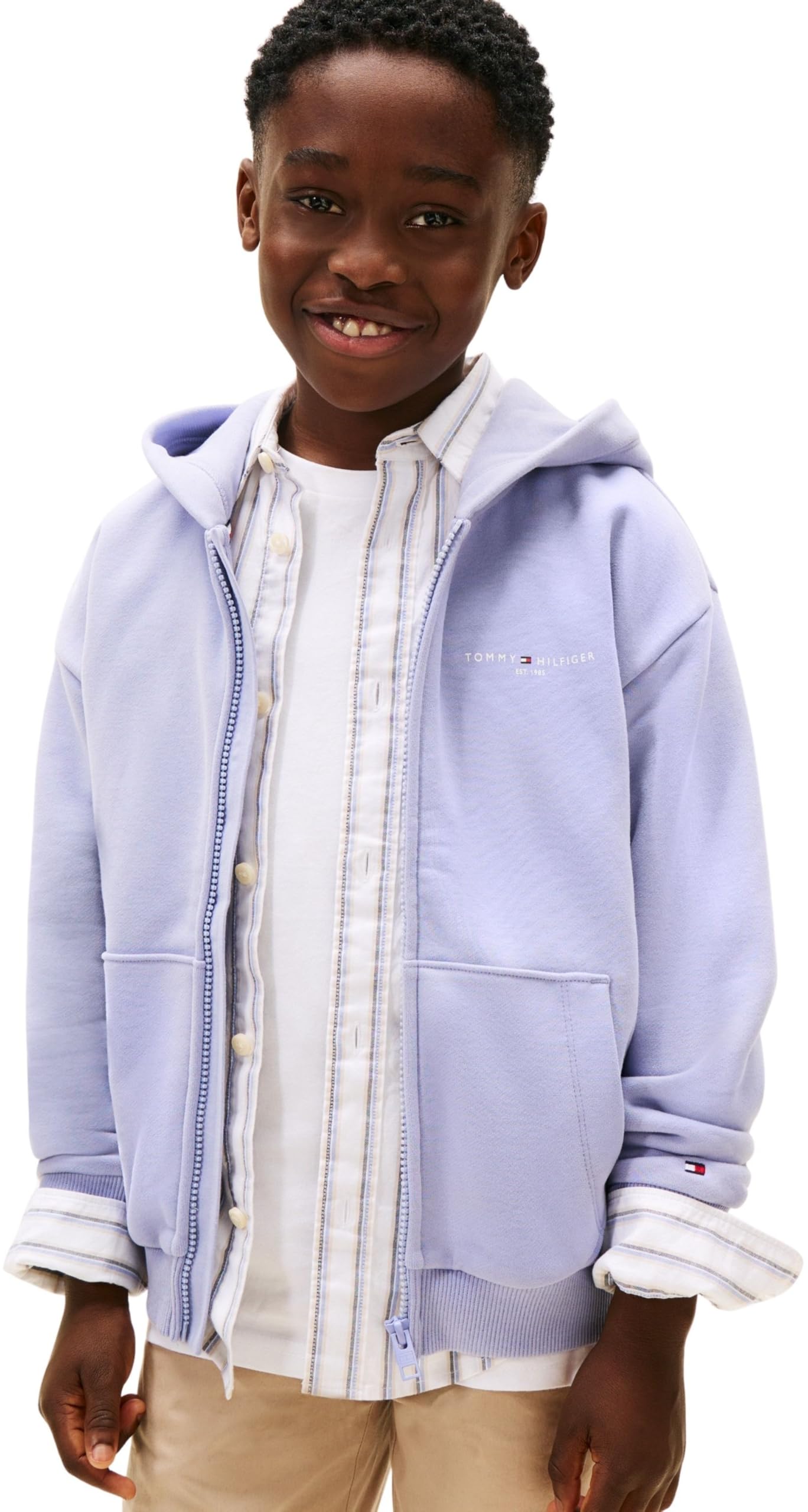 Tommy Hilfiger Unisex MINI CORP ZIP THROUGH HOODIE KS0KS00726 Zip Through Hoodie, BLUE (Periwinkle Dusk), 4 Years