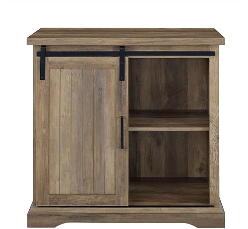 Miniatura 4 de Walker Edison Carson - Armario de almacenamiento moderno para puerta corrediza 32 pulgadas roble rústico