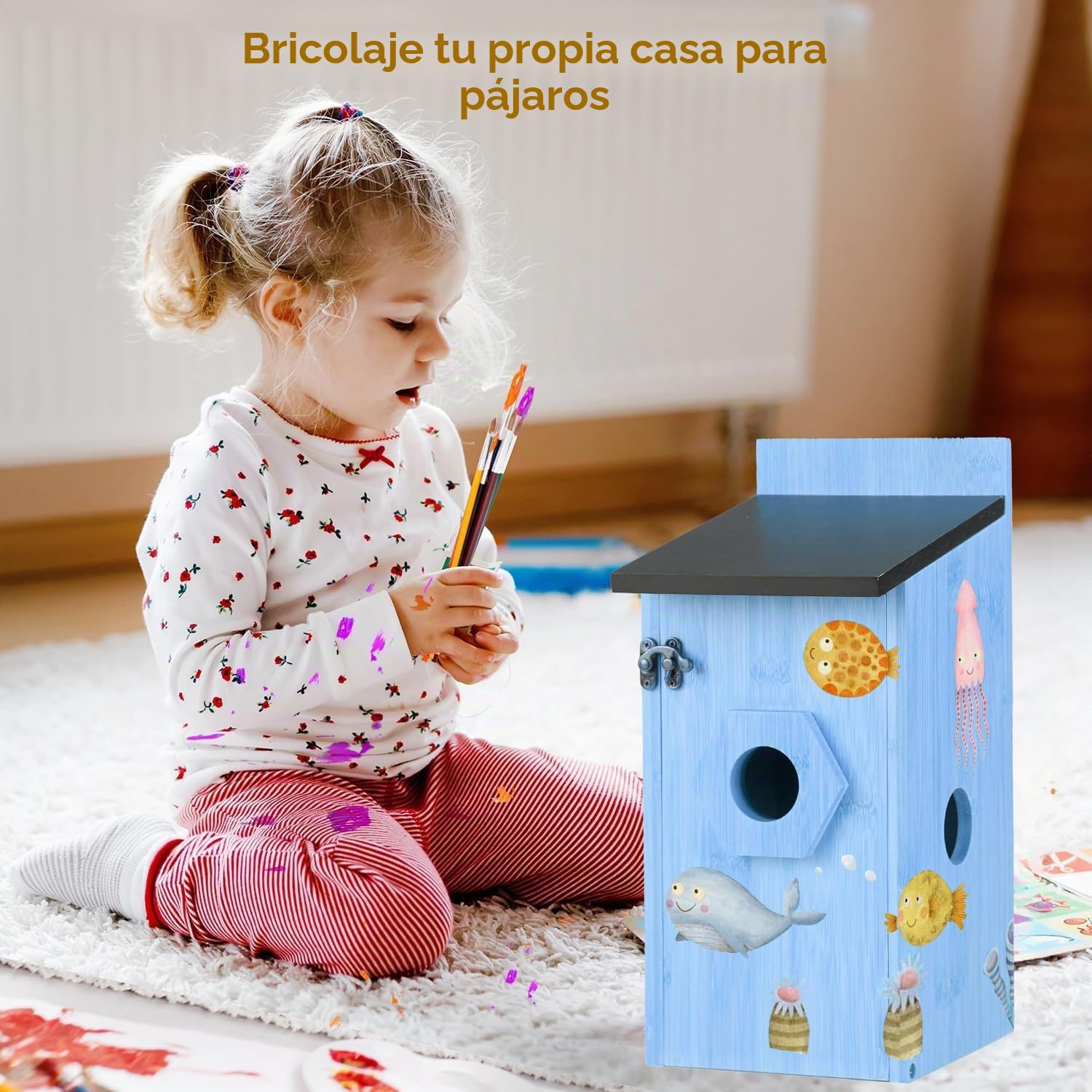 Casas para Pájaros con Cámara HD de 4MP, Caja de Pájaros Resistente a la Intemperie, WiFi de 2.4G y Notificación por Aplicación, Observa el Anidamiento y la Eclosión, Grabación Automática de Videos, A