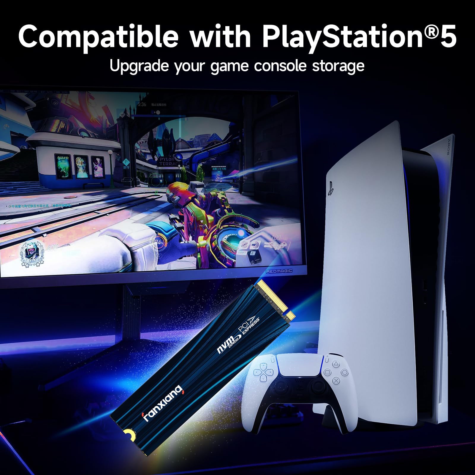 fanxiang 1To SSD NVMe M.2 PCIe Gen4 Jusqu'à 7100Mo/s en Lecture - SSD Interne 1 to Compatible avec PS5, PC, Ordinateur Portable pour Les Gamers et Professionnels - S880E