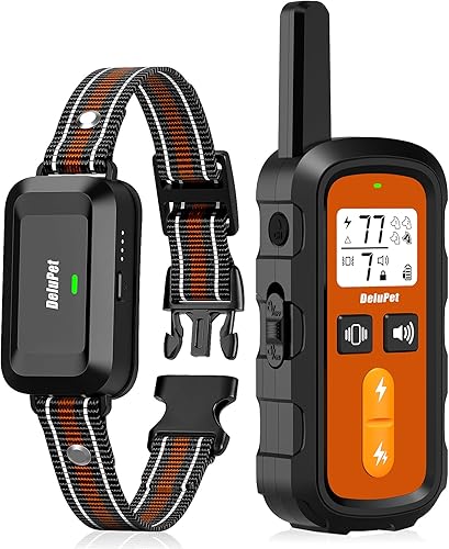 DeluPet Collar de entrenamiento para perros, collar de choque para perros con control remoto de 1600 pies, collar impermeable, 3 modos de