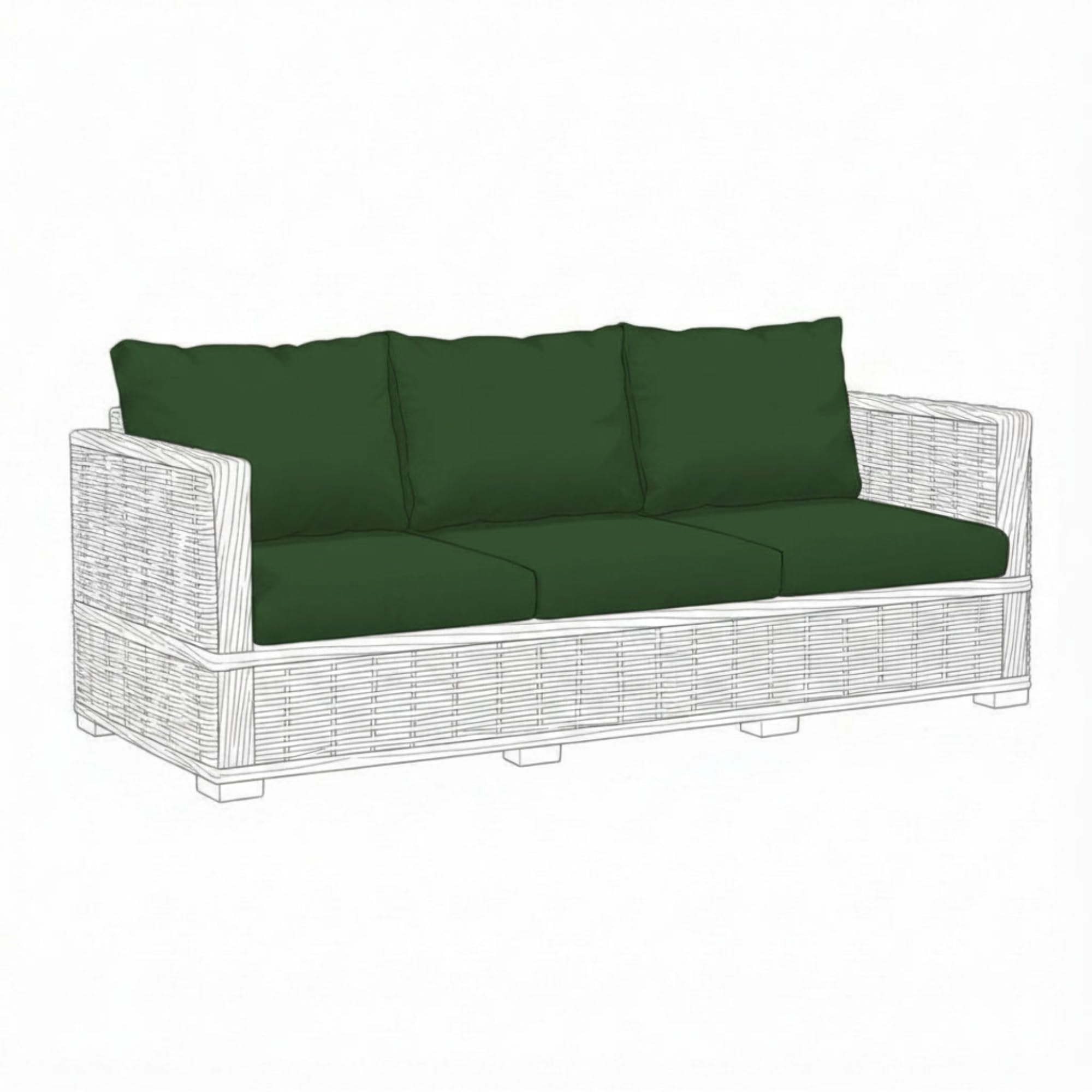 Kosiproducts Replacement Rattan Cushion Seat Cushions Garden Patio Furniture [Green, 3 Seats + 3 Cushions] - Furntiure Not Included