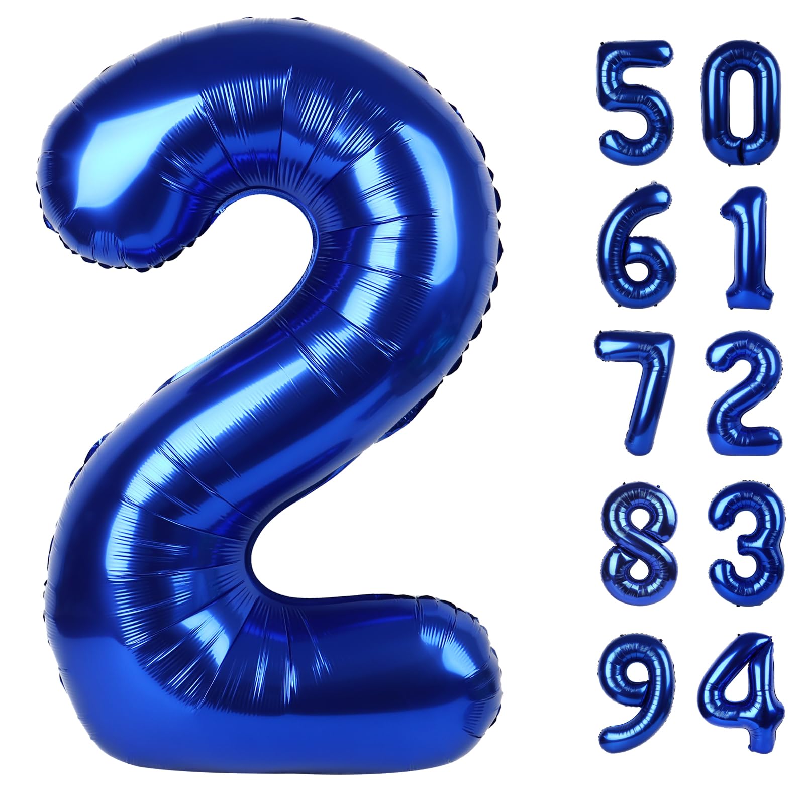 Night Blue 2 Balloon - Number Balloon 40 Inch, 2st Night Blue Decorations