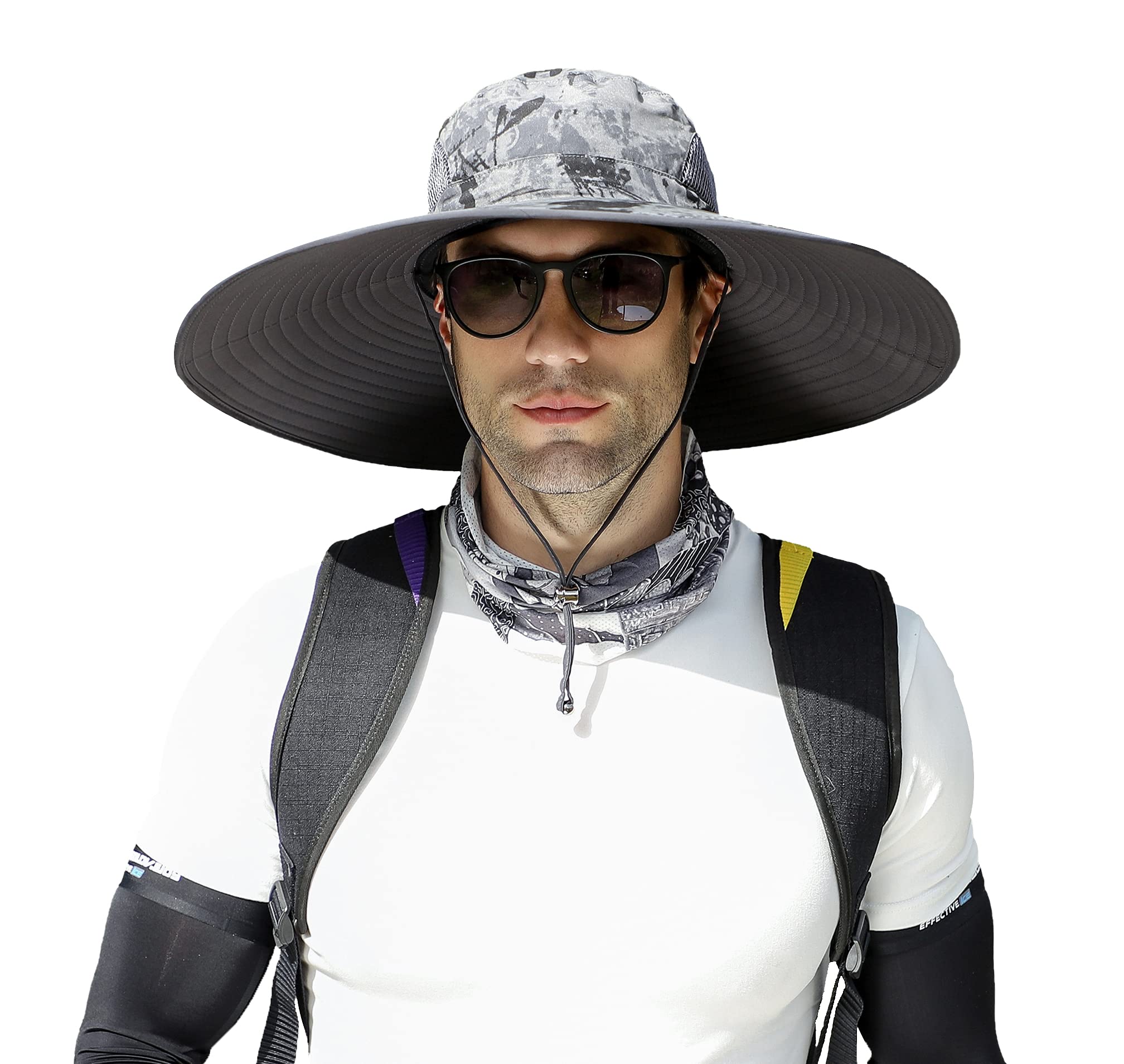 Leotruny Men Wide Brim Sun Hats UPF50+ Waterproof Breathable Bucket Hat for Fishing, Hiking, Camping