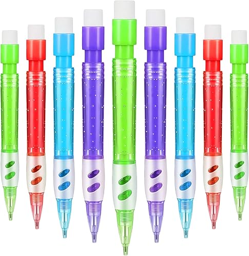 Mini lápices mecánicos surtidos de 0.028 in con mini borradores, mini bolígrafos de papelería para el hogar, oficina, suministros escolares,