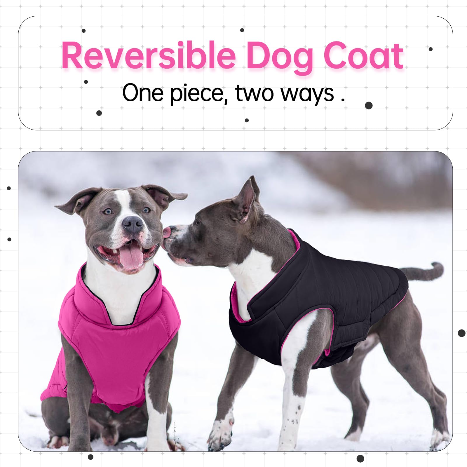 Lelepet Veste matelassée réversible pour chien - Manteau d'hiver chaud rembourré coupe-vent pour chien - Veste d'hiver légère avec crochet et boucle - Manteau pour chiens de petite taille - Shih Tzu