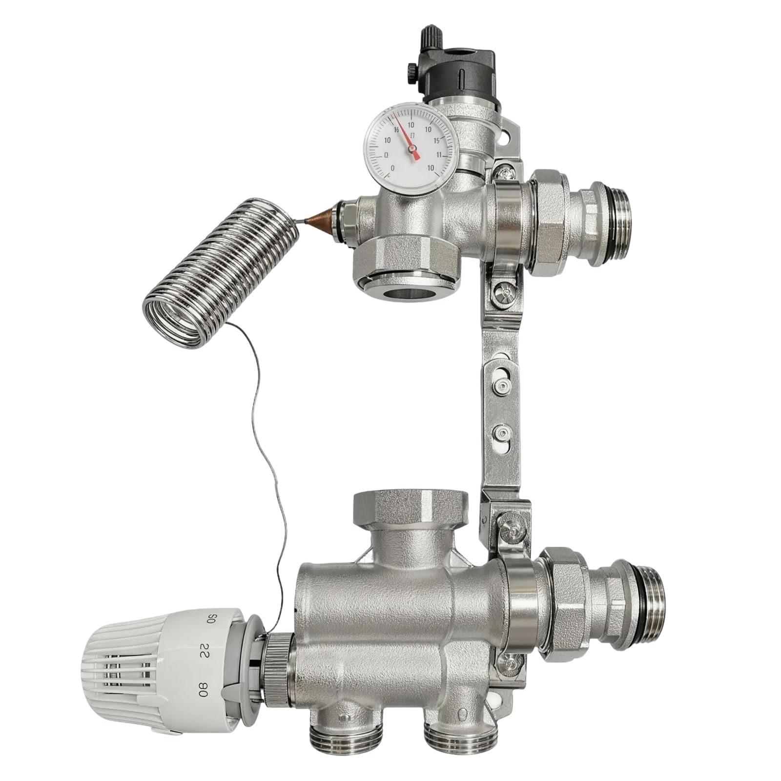 Set Di Regolazione A Valore Fisso Riscaldamento Pavimento, Valvola Miscelatrice Riscaldamento Pavimento Regolabile 20 A 70 °C Con Valvola Miscelatrice E Testa Termostatica (Senza Pompa)