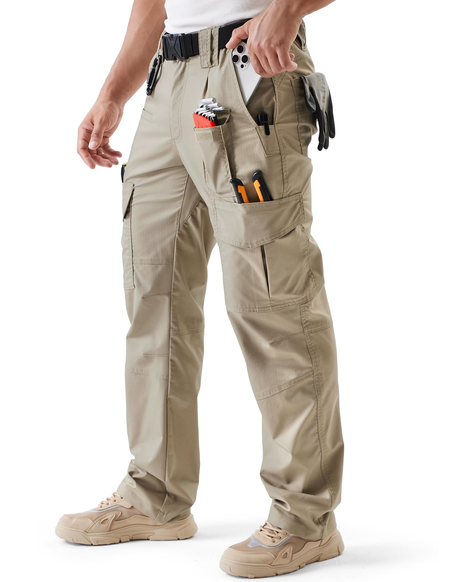 IGOLUMON Arbeitshosen Männer Stretch Cargohose Herren mit Halb-elastischer Bund Taktische Hose Outdoorhose mit Vielen Taschen