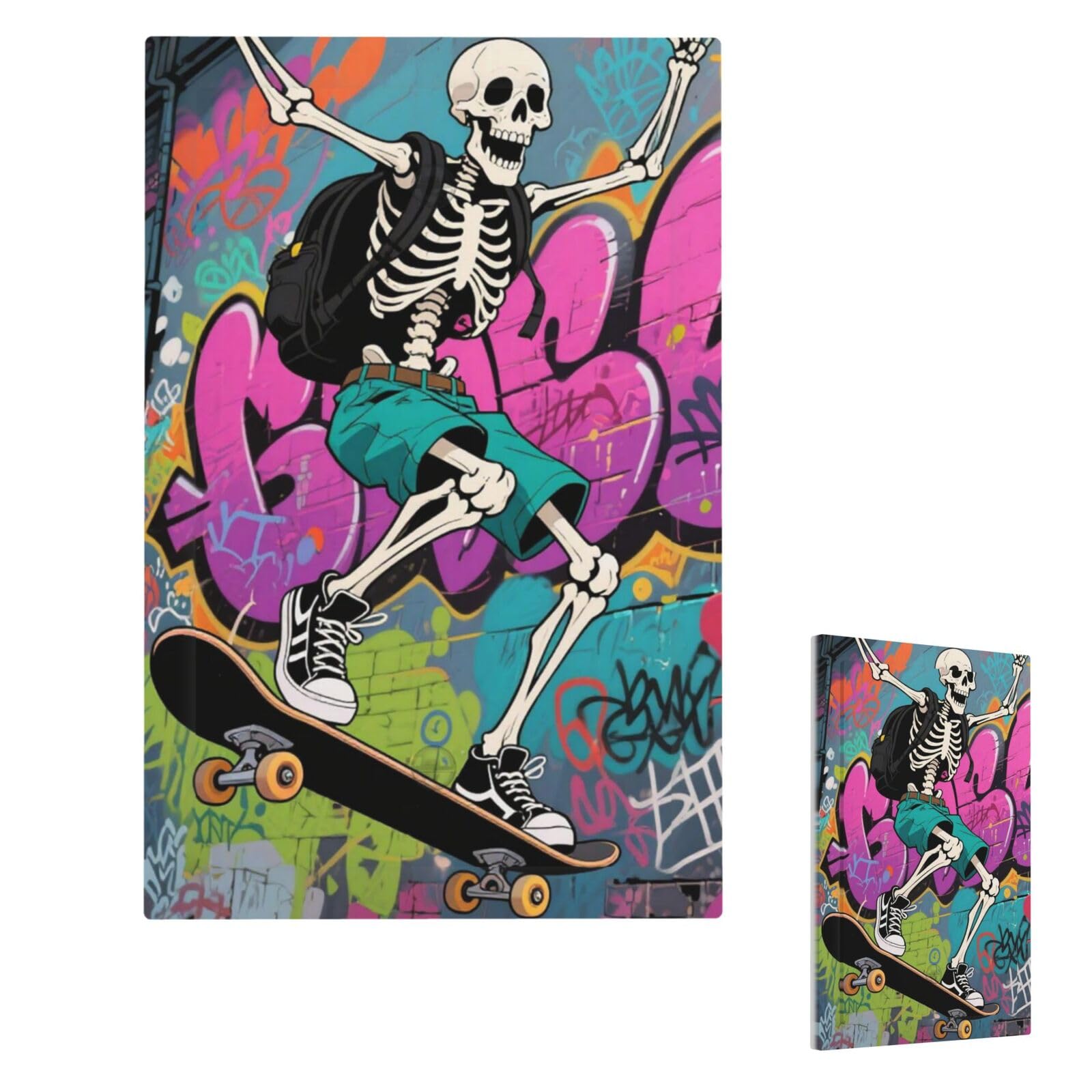 Fekiloot Single Blank Skateboard Skeleton Skull Wall Plate Cover Modern Decorative 1 Gang Light Switch Cover Unbreakable Receptacle Outlet Covers For Living Room Bedroom Home Decor
