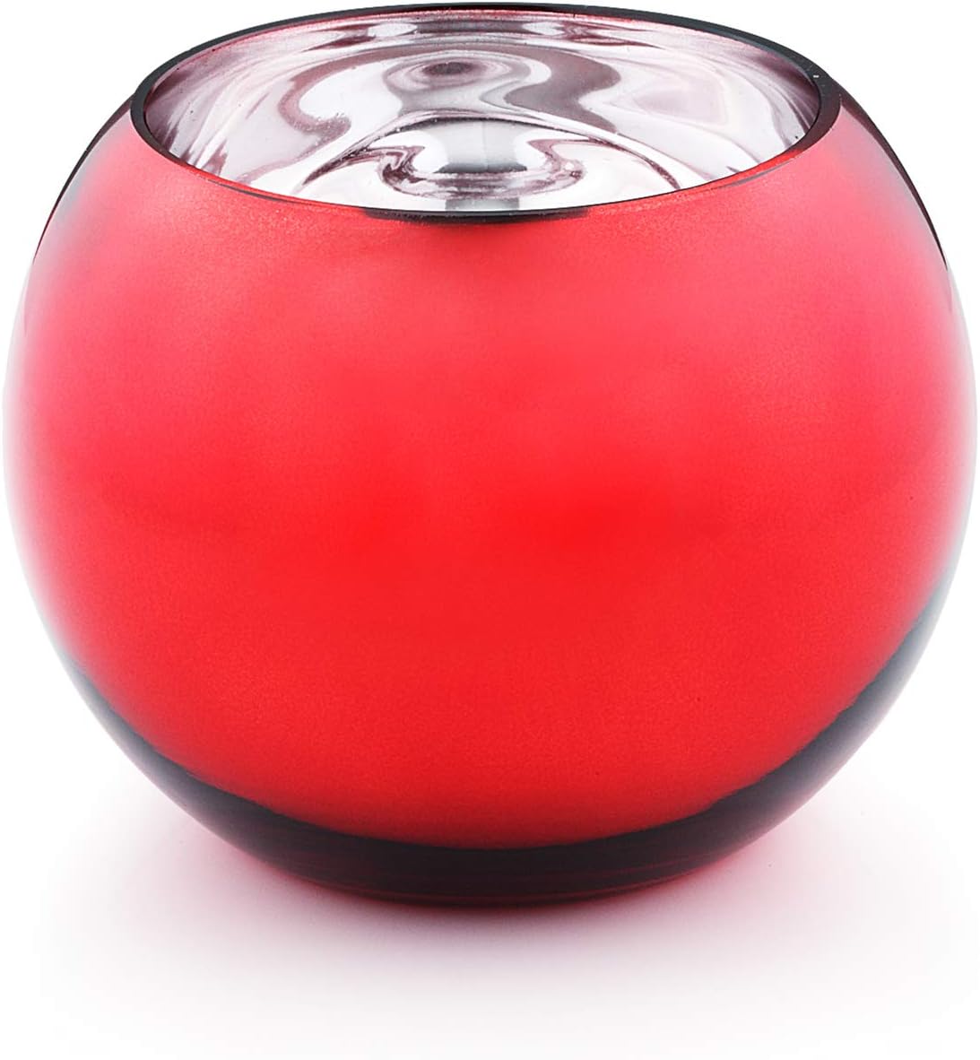 WGV Bowl Glass Vase, Diameter 8", Height 6", Open Width 5", (Multiple Choices) Red Bubble Planter Fish Bowl for Wedding Event Home Decor, 1 Piece (VBW0008RD)