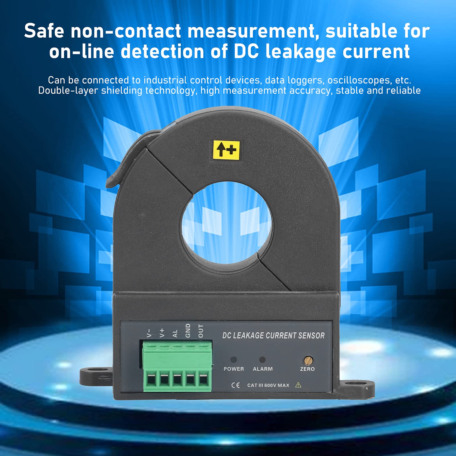 FLEXMAN DC Leakage Current Sensor, ETCR025KD 25mm 2 Layers Shielding Leakage Current Sensor Detector for Industrial Control Devices, Data Loggers, Oscilloscopes