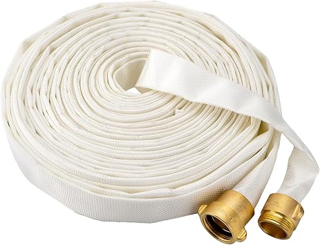 Fire Hose,1-1/2" ID X 100 FT, Single Jacket TPU, NST/NH Brass Couplings | 450 PSI Burst Pressure, Industrial Fire Hose for Indoor Use
