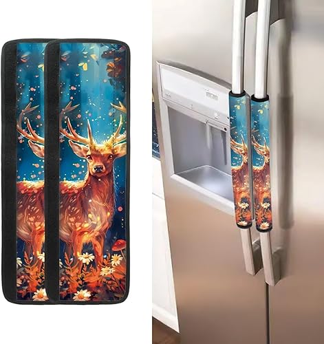 Miniatura 12 de Fundas para manija de refrigerador con bandera estadounidense de águila, 2 unidades, fundas ajustables para manijas de electrodomésticos, mantiene