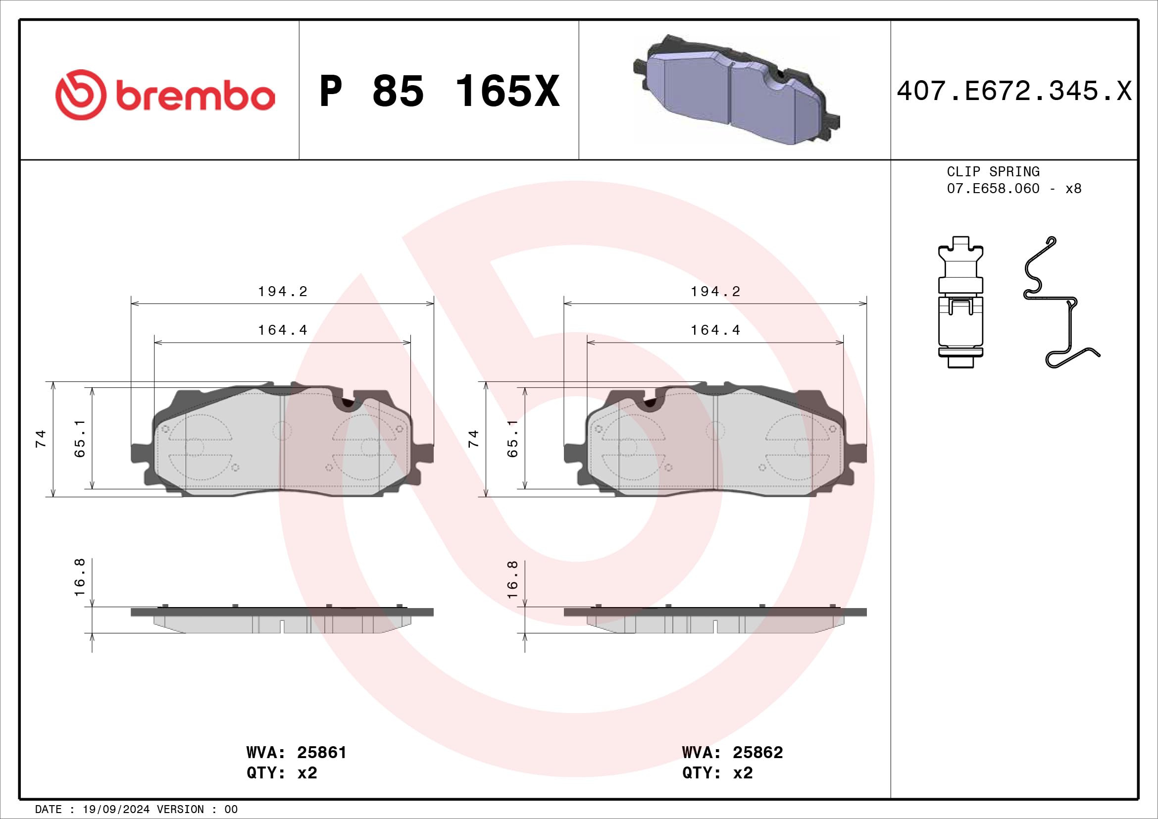Brembo Bremsbeläge P85165X