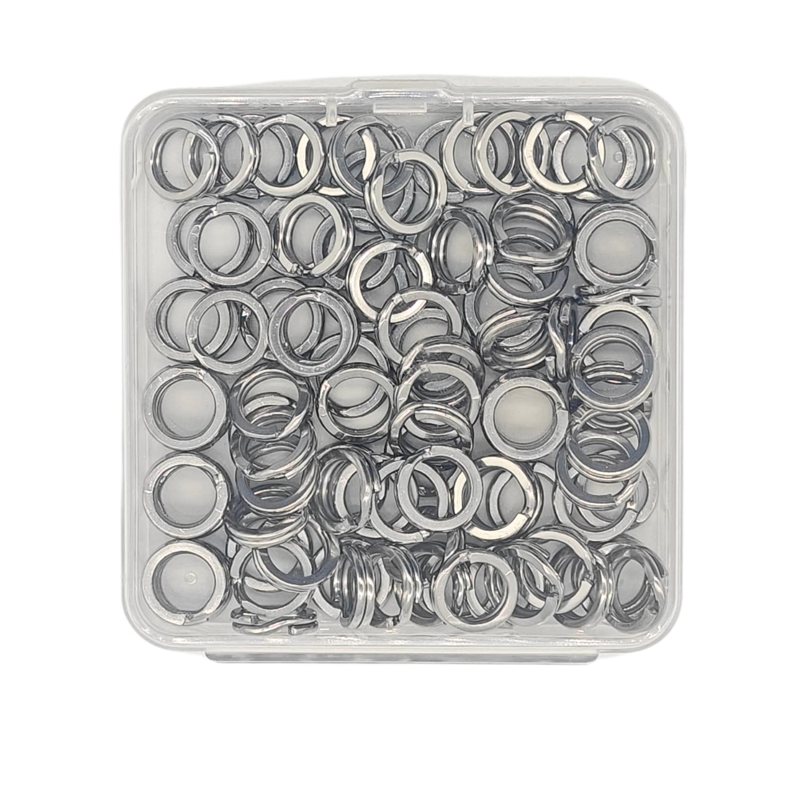 ELLYCIO 100pcs Stainless Steel Fishing Split Rings, Double Flat Ring Lure Connector for Saltwater Freshwater Fishing (Size8-120lb-7mm-100pcs)