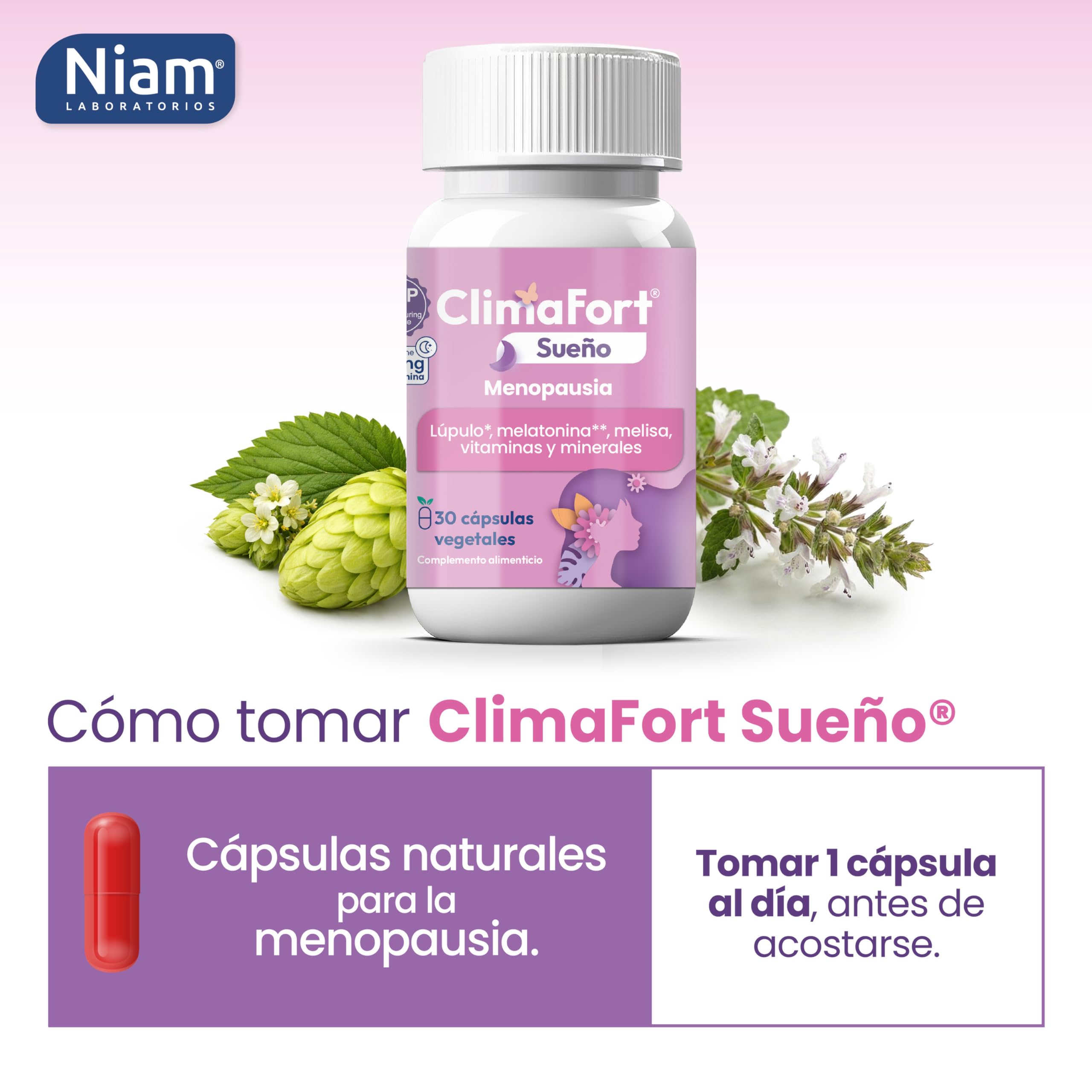 [Pack de 2] ClimaFort Sueño | Alivia Sofocos, Insomnio y Síntomas de Premenopausia y Menopausia | Lúpulo, Melatonina, Vitaminas, Minerales | 2 meses de Tratamiento | 1 Cápsula al día