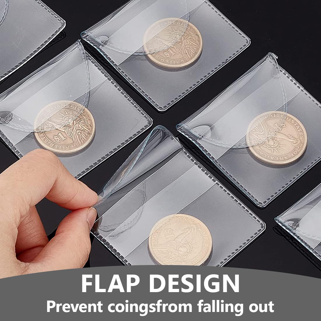 Pack De 25 Fundas De PVC Transparentes Para Monedas De 5.3x5.3 Cm – Protector De Colección Para Monedas, Joyas, Insignias Y Medallas