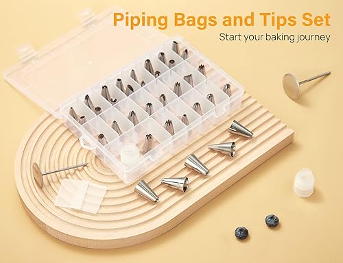 Miniatura 6 de Juego de 42 artículos de decoración de tortas Kootek, con 36 picos para glaseado, 2 mangas pasteleras de silicona, 2 clavos con flores y 2