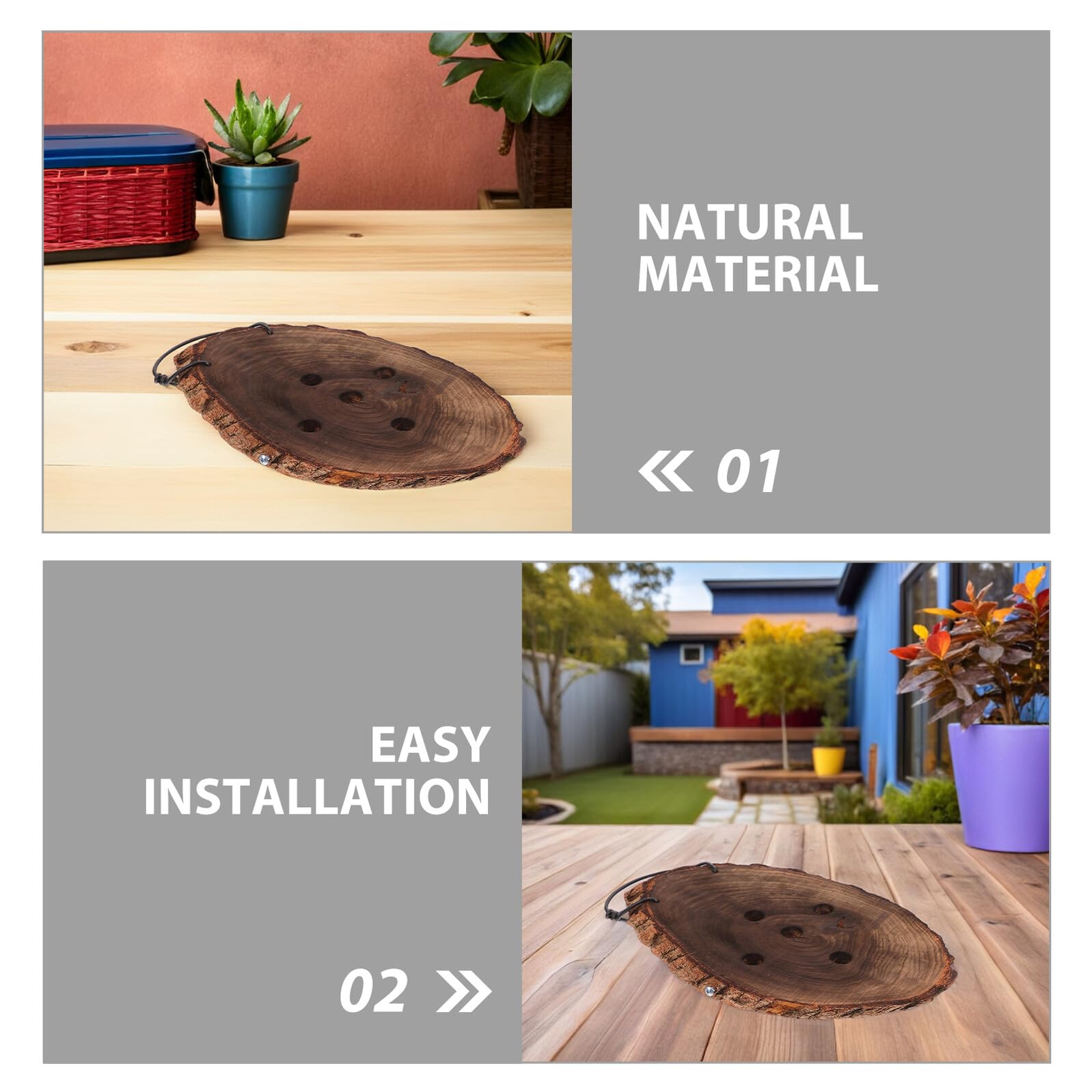 TIDTALEO 2 Stück Wandpflanzgefäße aus Massivem Holz für Zimmerpflanzen Vertikaler Pflanzenhalter mit Platzsparendem Design für Orchideen und Sukkulenten im Innenbereich