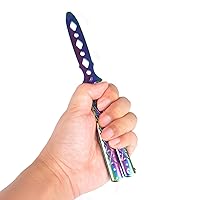 Vista 4 de Navaja de mariposa para entrenamiento, herramienta de práctica con hoja sin filo, acero inoxidable
