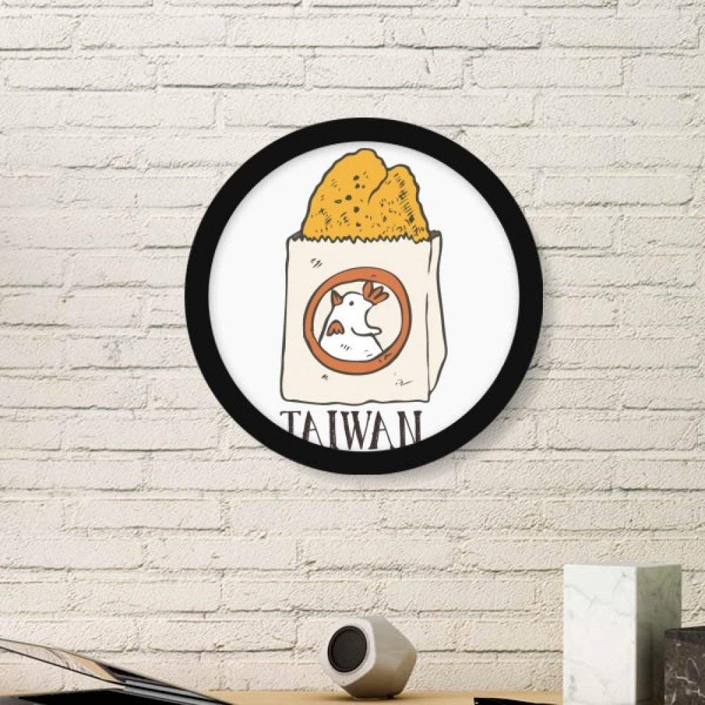 Cadre photo rond noir avec peinture decorative de poulet frit de Taiwan de taille M