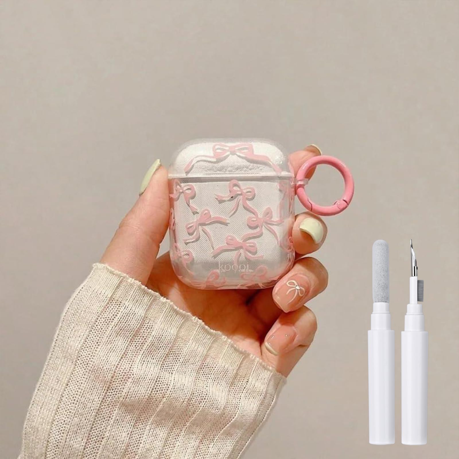 Reownest Compatible for AirPods Case Soft Cute Bow Pattern Fashion