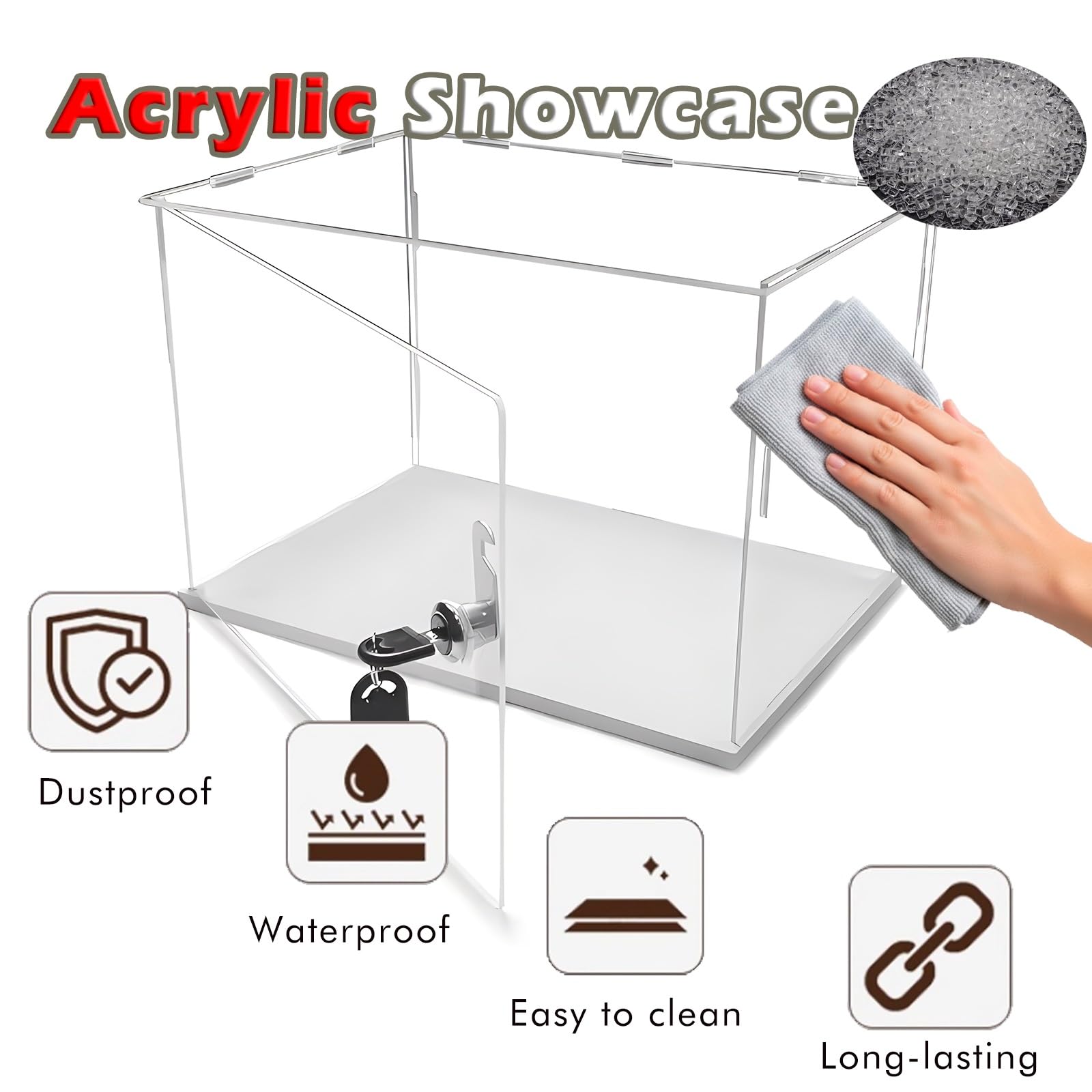 teca espositiva Vetrina Trasparente Con Porta, Vetrina Per Oggetti Da Collezione, Coperchio Per Cassetta Di Sicurezza In Acrilico Da 3 Mm(14x14x18 inch/35x35x45cm)