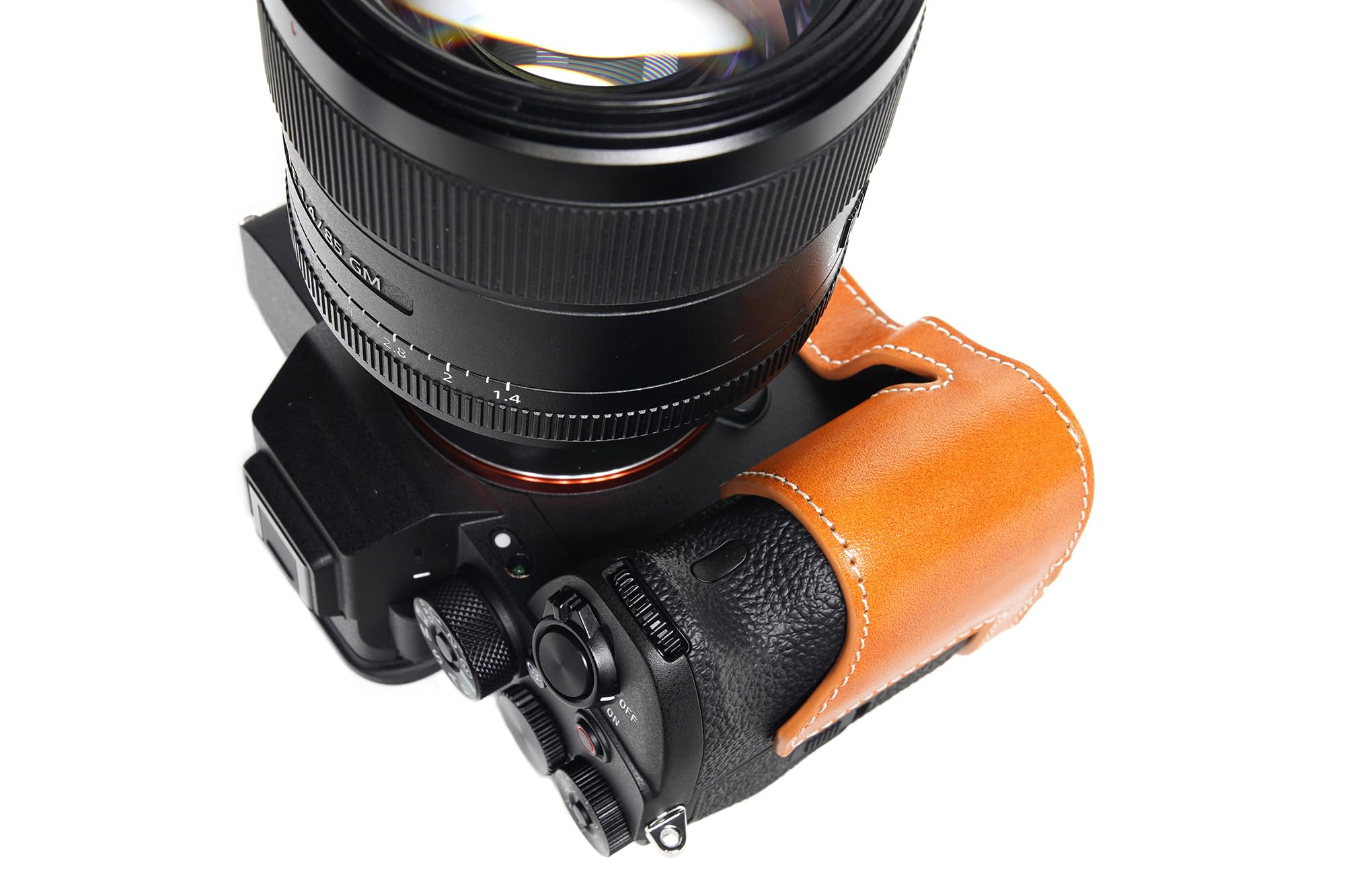 Handgefertigt aus echtem echtem Leder halbe Kamera Tasche Tasche für Sony A1 A7S Mark iii A7S3 Sandy Brown