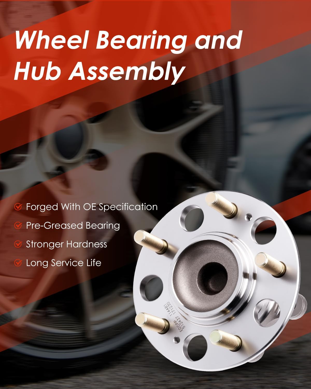 cciyu 512437 Rear Wheel Hub and Bearing Assembly Replacement for fit 2011-2017 for Hyundai Azera, 2014-2016 for Kia Cadenza Wheel Hubs with ABS 5 Lugs (2)
