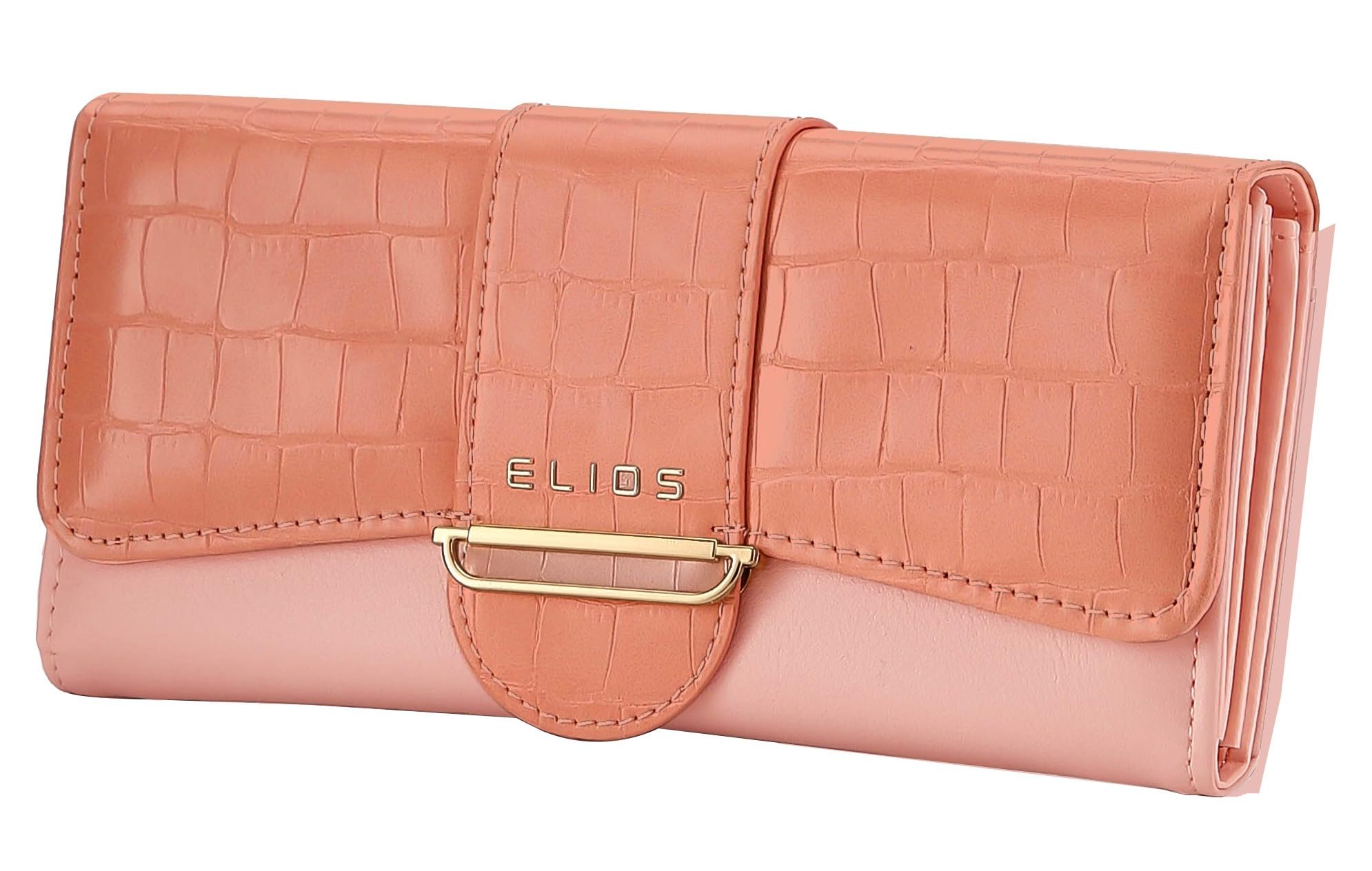 Women's Croc-Embossed PU Leather Wallet Clutch Phone Holder Card Organizer Zipper Pockets Wallet Purse for Women and Ladies I Gift for Women (Pink)-image-30