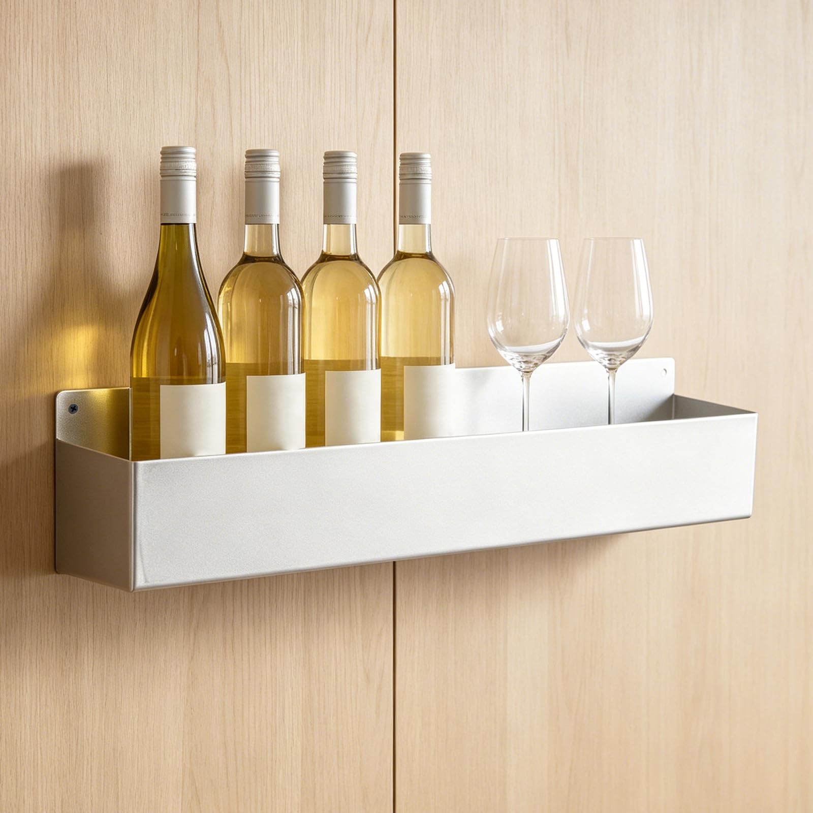 FOMIYES Botellero de Acero Inoxidable para Bar Estante Montado en Pared, Diseño de Perfil Delgado y Construcción Resistente para Almacenamiento Rápido y Fácil Mantenimiento