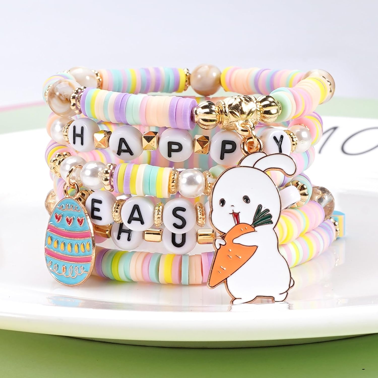 Ardorchid USA Flag Bracelets Valentine's Day Heishi Bracelets St. Patrick's Mardi Gras Beaded Bracelets Easter Rainbow Juneteenth Rasta Bracelets - Image 6