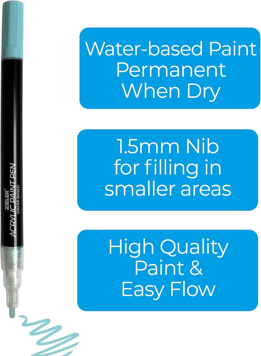 Zieler 12 Acrylic Paint Pens for Rock Painting, Ceramic, Porcelain, Glass, Stone, Pebble, Fabric, Wood & DIY Mug Design Permanent Water-based Marker Pens – Pastel colours (Fine Tip 1.5mm)