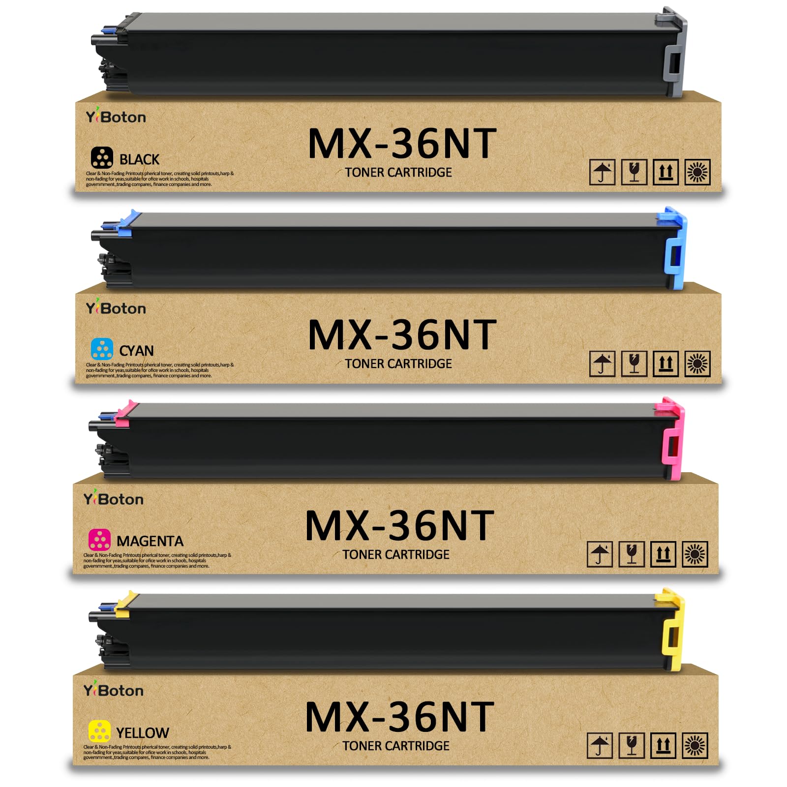 MX-36NT MX36NT MX36NTBA MX36NTCA MX36NTMA MX36NTYA High Capacity Toner Cartridge Compatible for Sharp MX-2610N 2615N 2640N 3110N 3115N 3140N 3610N 3640N 3648N Printer (4-Pack)