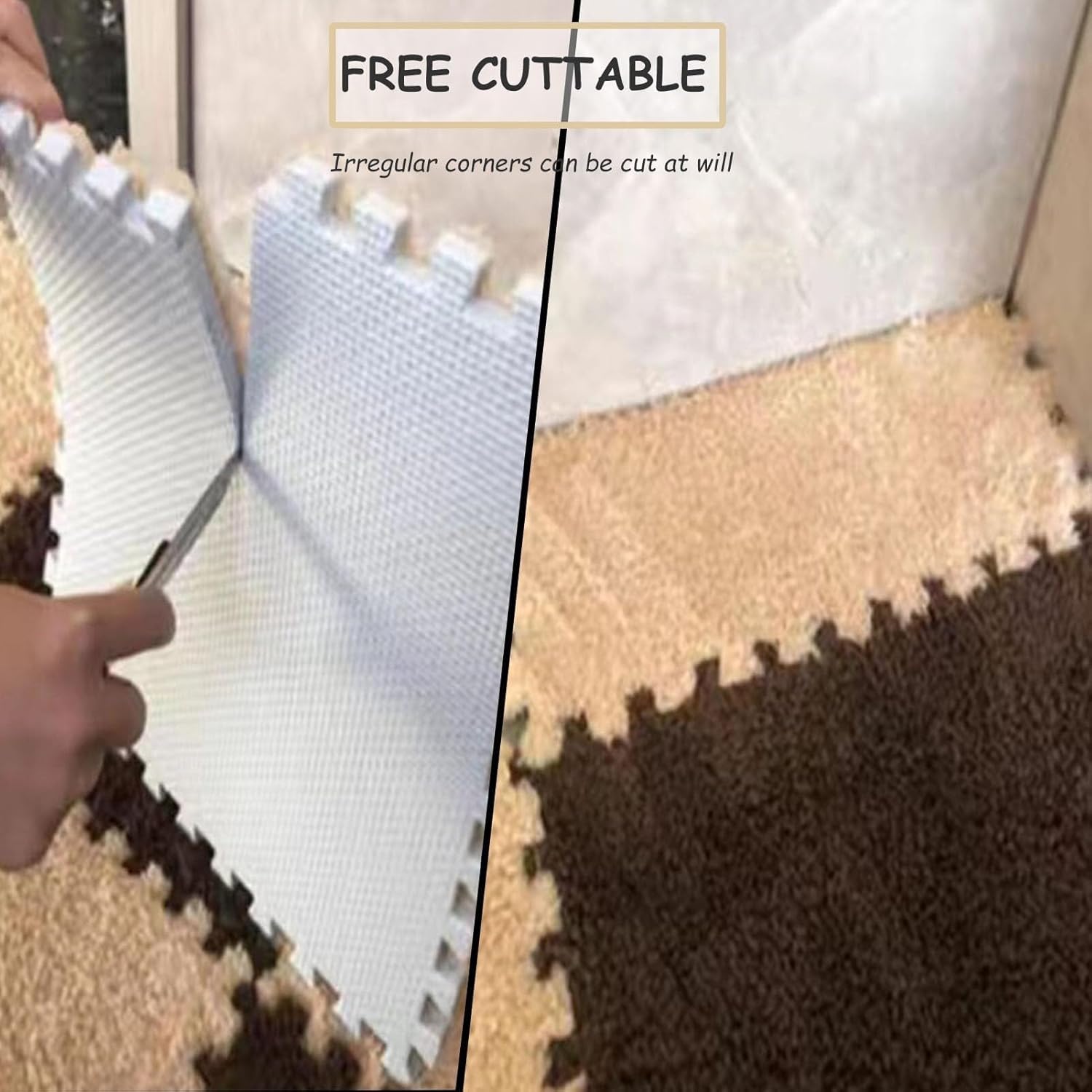 30x30x1cm Thickned Puzzle Carpet Squares Foam Mats, 15pcs Plush Puzzle Foam Floor Mats, Interlocking Soft Floor Tiles Area Rugs for Room(Pink)