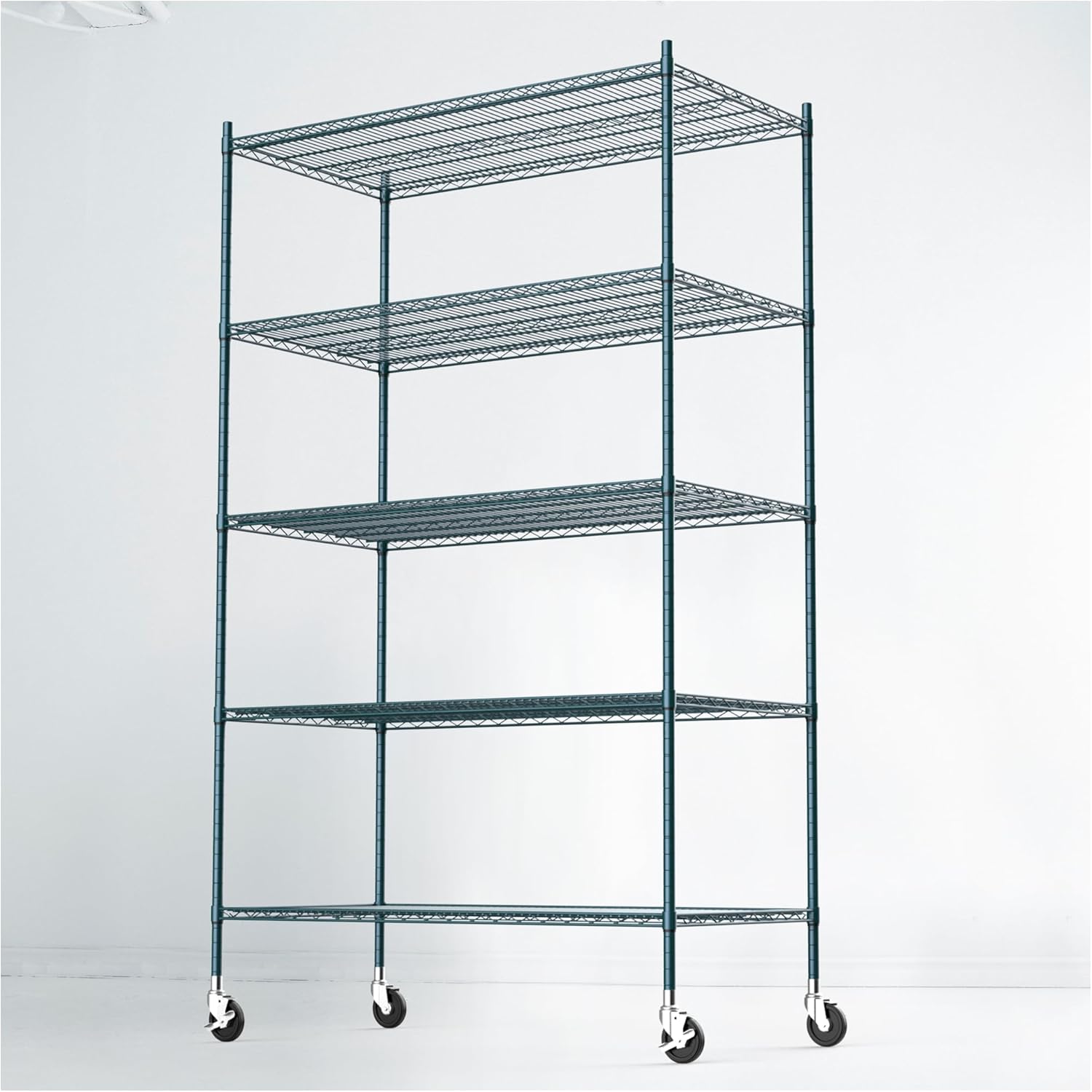NSF 5-Tier Green-Epoxy Storage Shelves, 24"x60"x74", Moist&Dry Enviroments, Commercial Heavy Duty Steel Wire Shelving Unit with Wheels, Walk-in Cooler&Freezer Dishroom Kitchen 24"x60"x74" 5-Tier