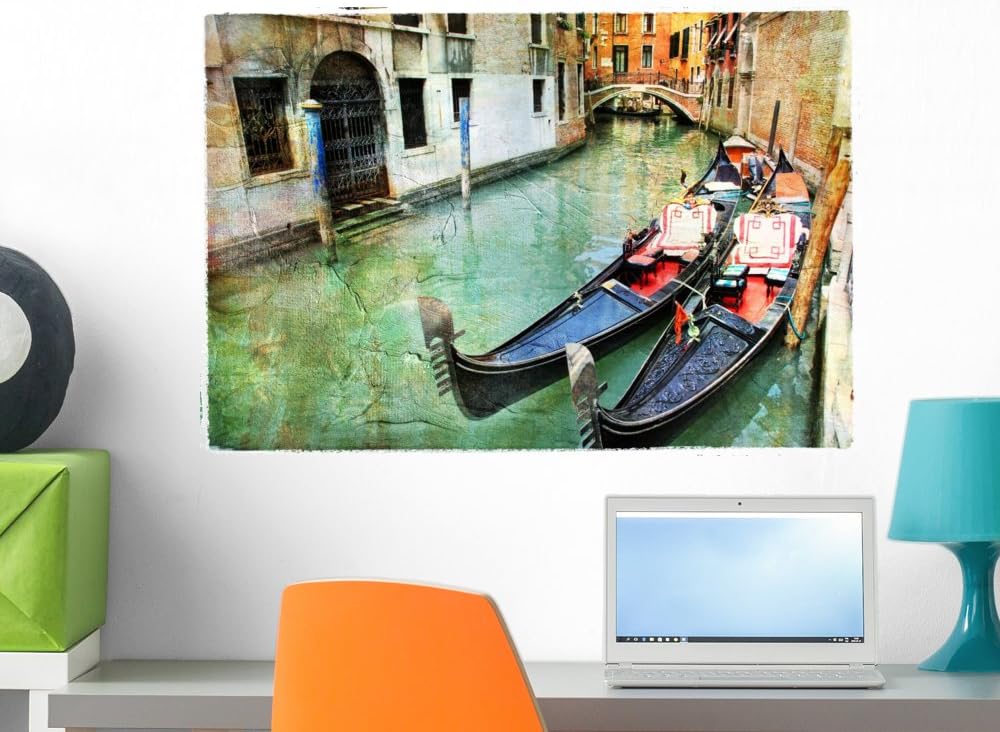 Wallmonkeys FOT-73978071-24 WM144726 Venetian Canals Artwork in Painting Style Peel and Stick Wall Decals, 24" W x 16" H-Medium