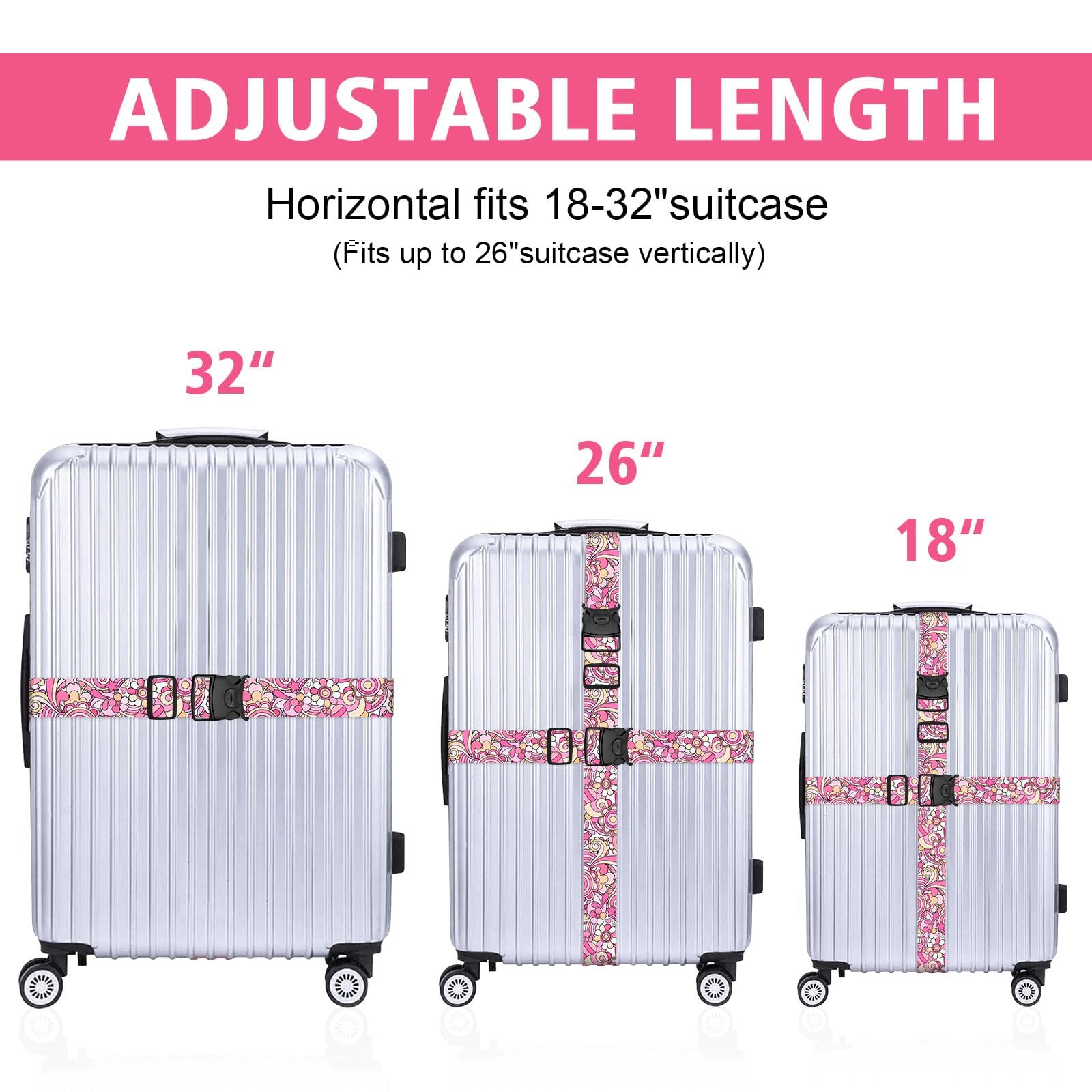 REETEE Sangle Valise 2 Sangles Sangle Pour Bagage, Réglables Pour Bagage Et 2 Etiquette Bagage