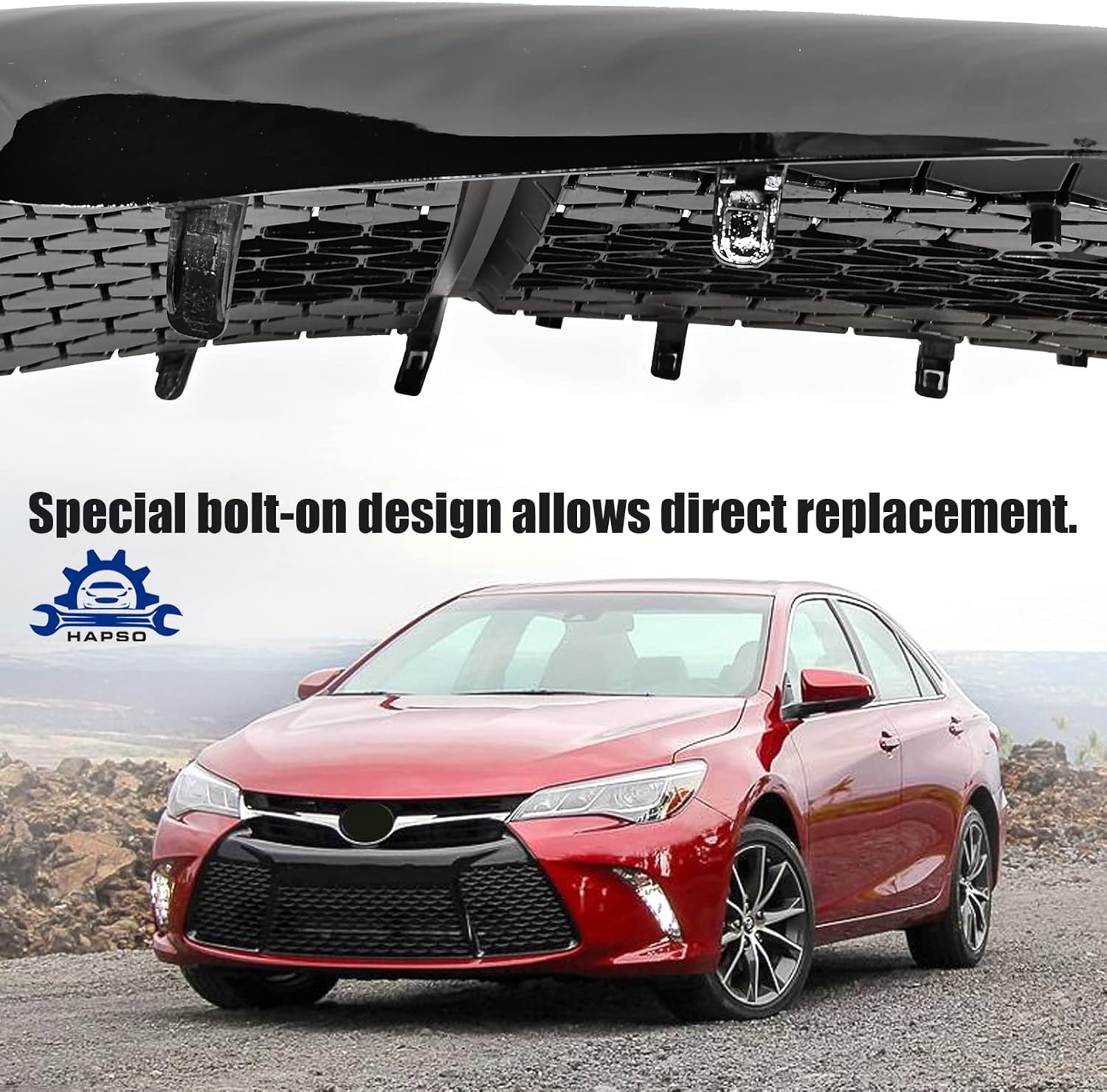 Front Bumper Grille Lower Grille Fit For 2015 2016 2017 Toyota Camry SE XSE Glossy Black ABS Sport Type Honeycomb Mesh Grill Assembly Replaces TO1036156 | 5311206280