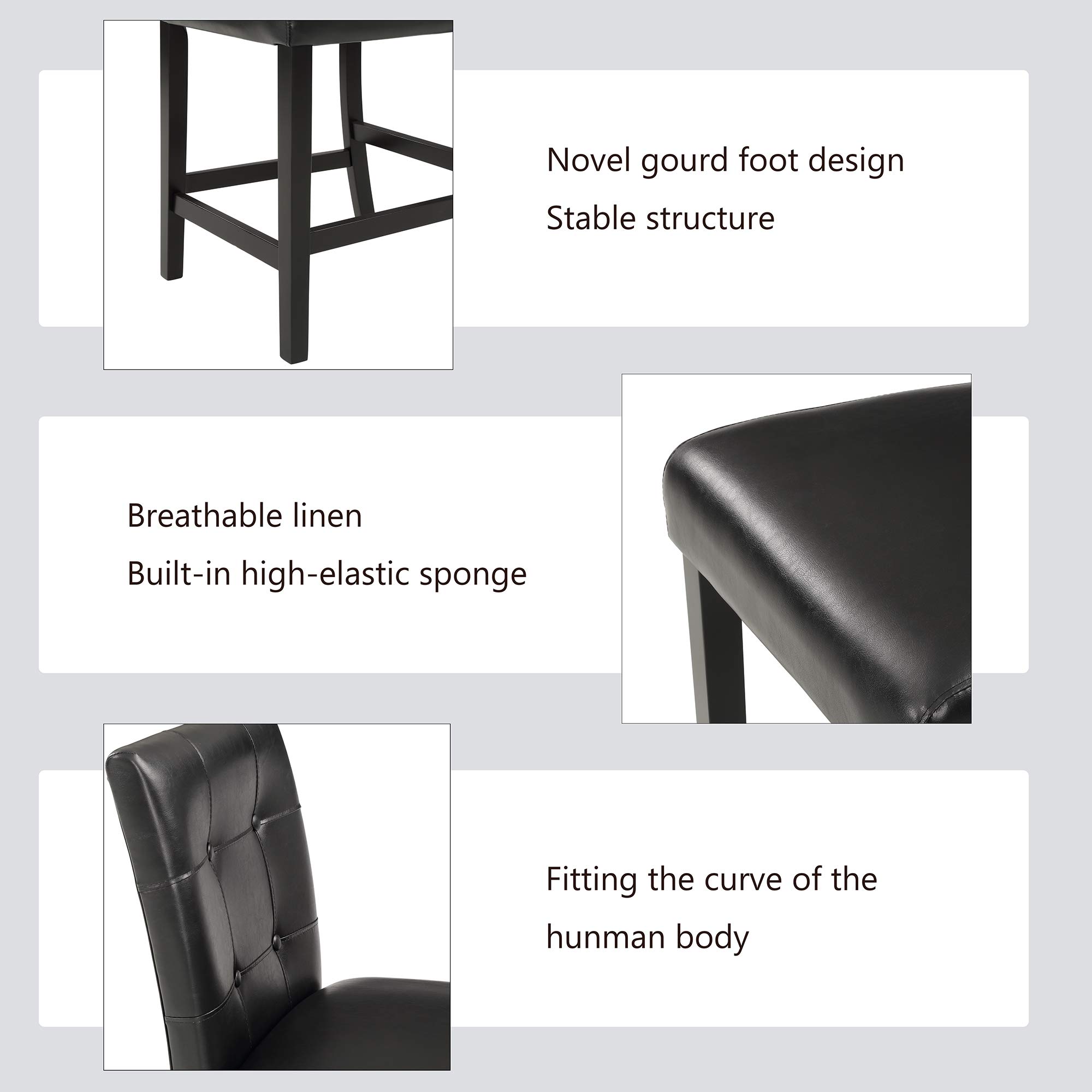 5Piece Faux Marble Top Dining Set, Counter Height Kitchen Table SetDining Table with Faux