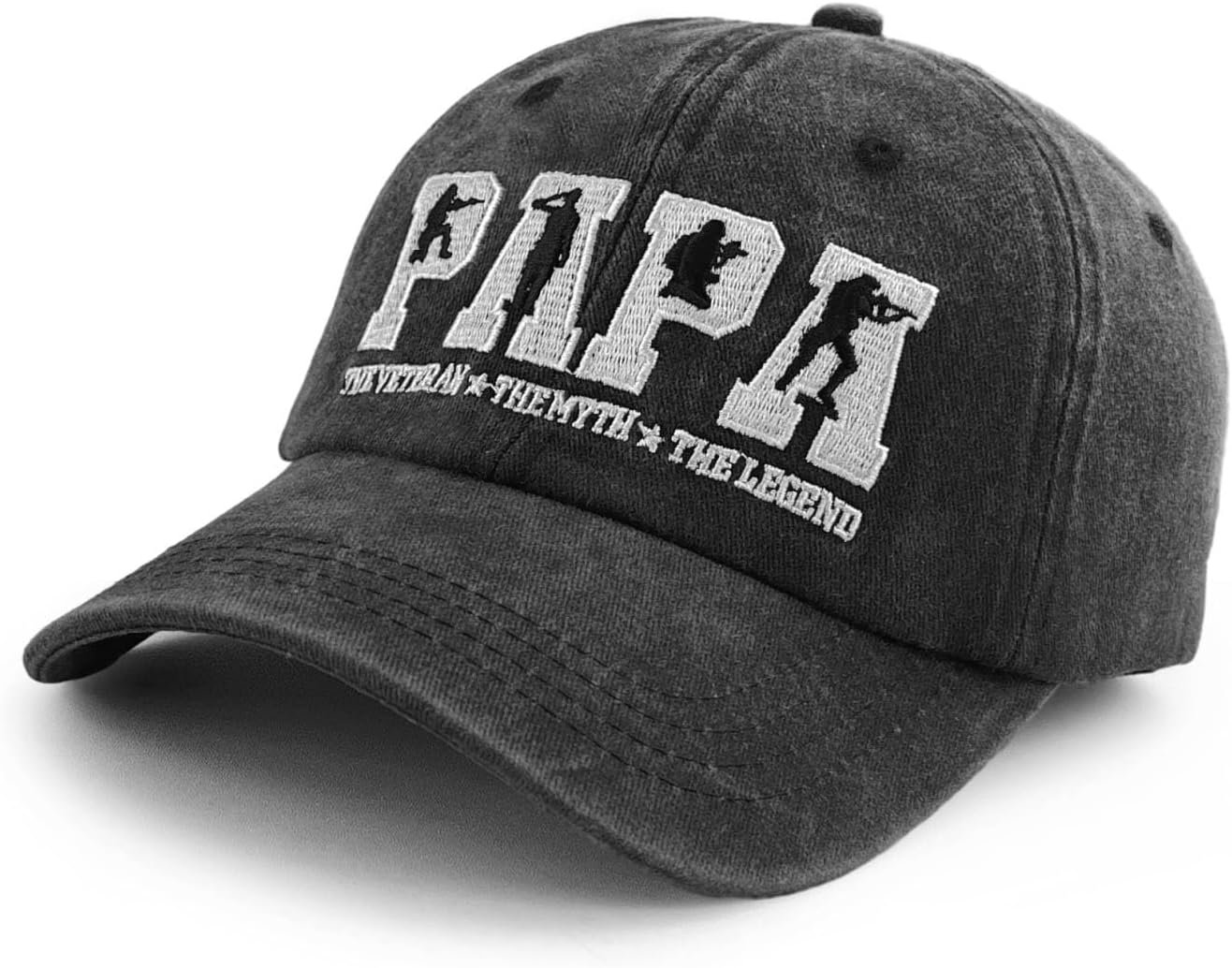 The Veteran Papa Hat for Men, Funny Adjustable Cotton Embroidered Military Baseball Cap