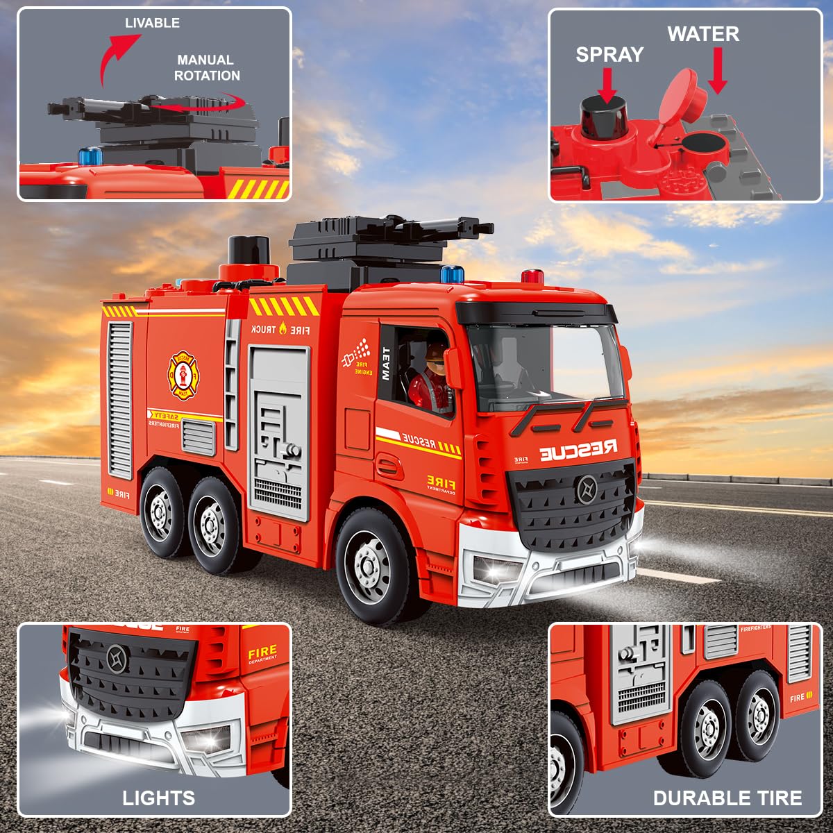 Amazon.com: Leopmase Remote Control Fire Truck, RC Fire Truck Toy